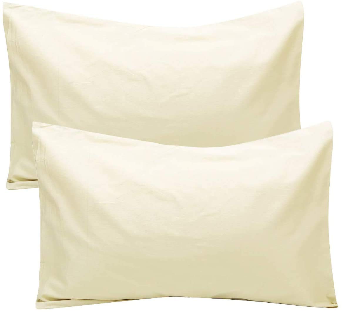 Premium 400-Thread-Count Egyptian Cotton Pillowcases Set of 2 - Queen Size 20x30 Inches Ivory Solid - Soft Luxury Bedding for Home, Hotel & Guest Room Decor