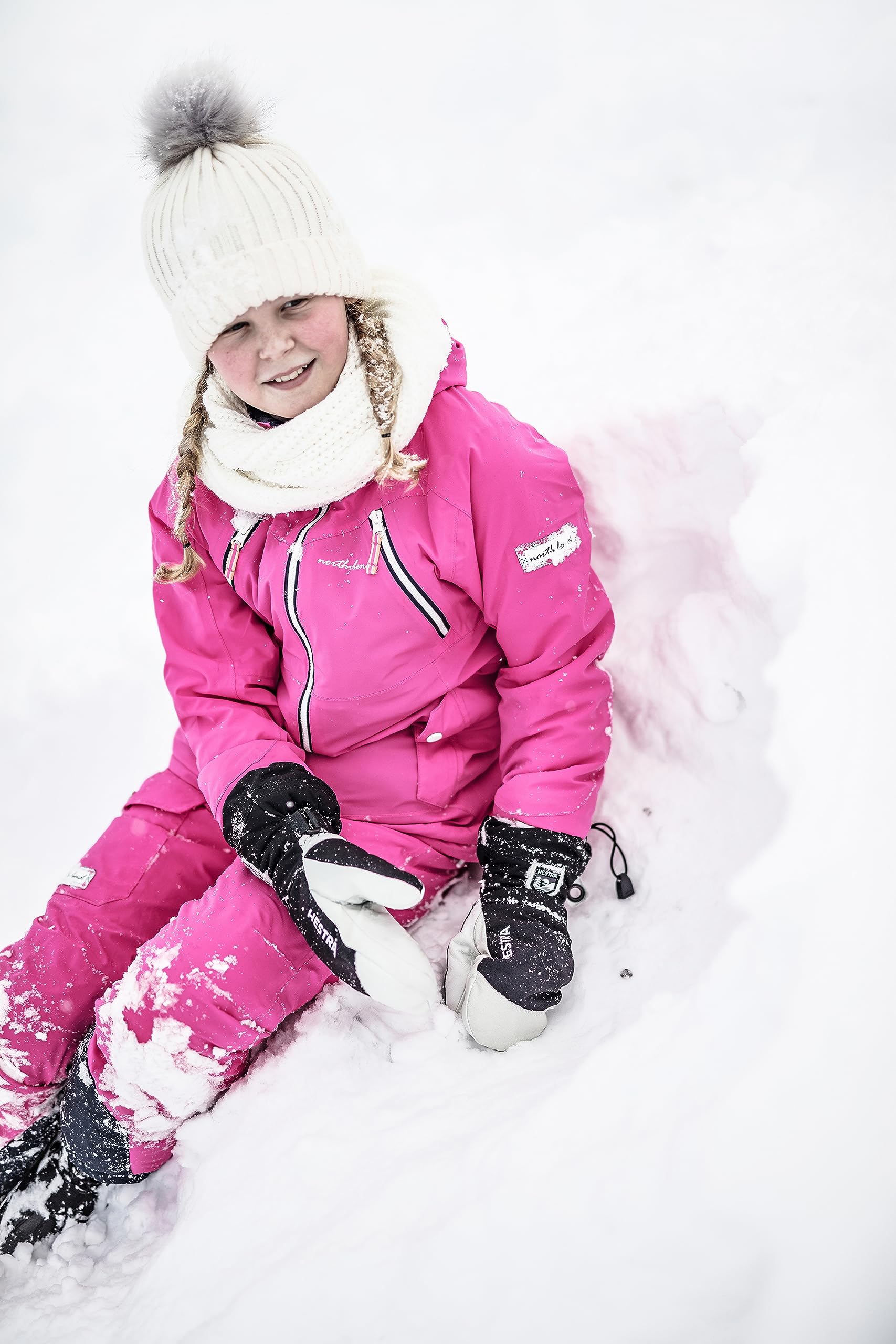 Hestra Army Leather Heli Ski Junior Mittens for Kids (Youth 4-13 Years) - Waterproof & Insulated Winter Gloves for Skiing, Snowboarding & Outdoor Snow Play | Perfect for Cold Weather Activities