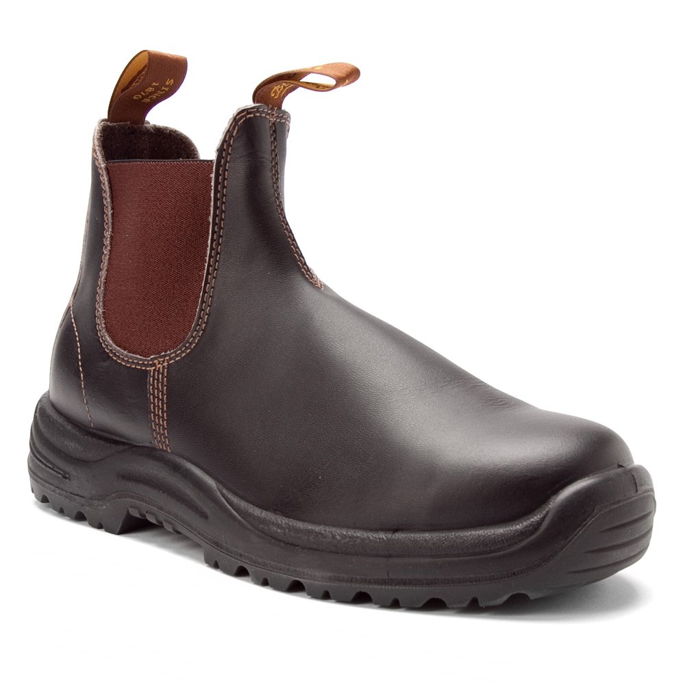Blundstone 172 Steel Toe Cap Work Boots - Brown Leather Safety Shoes for Men (AU Size 4 M) - Durable & Comfortable for Construction, Warehouse & Outdoor Work