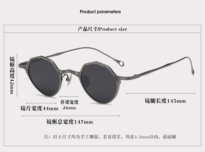 Unisex Black Titanium Polarized Sunglasses S5973 - Full Rim Polygon Frame for Men & Women - Perfect for Driving, Outdoor Sports & Fashion Accessories