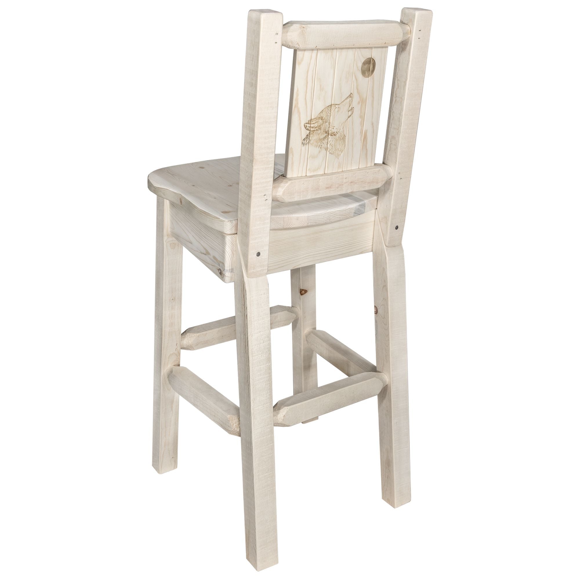 Homestead Counter Height Barstool with Back Support & Laser Engraved Design - Perfect for Kitchen Islands, Breakfast Bars, and Home Decor
