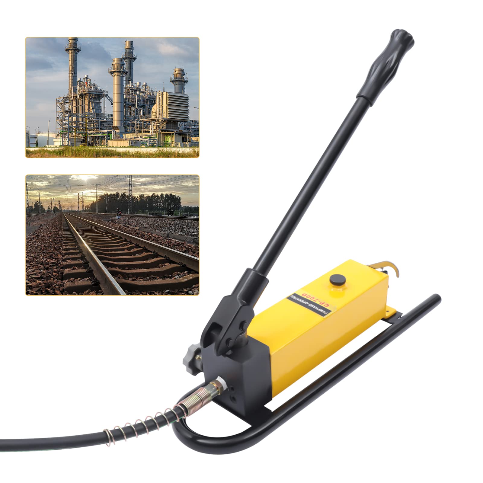 CP-700D Manual Hydraulic Hand Pump - 1500CC 70Mpa Single Acting with Reinforced Plunger & High-Pressure Hose | Ideal for Jacks, Presses & Hydraulic Tools | Heavy-Duty Industrial & Automotive Applications