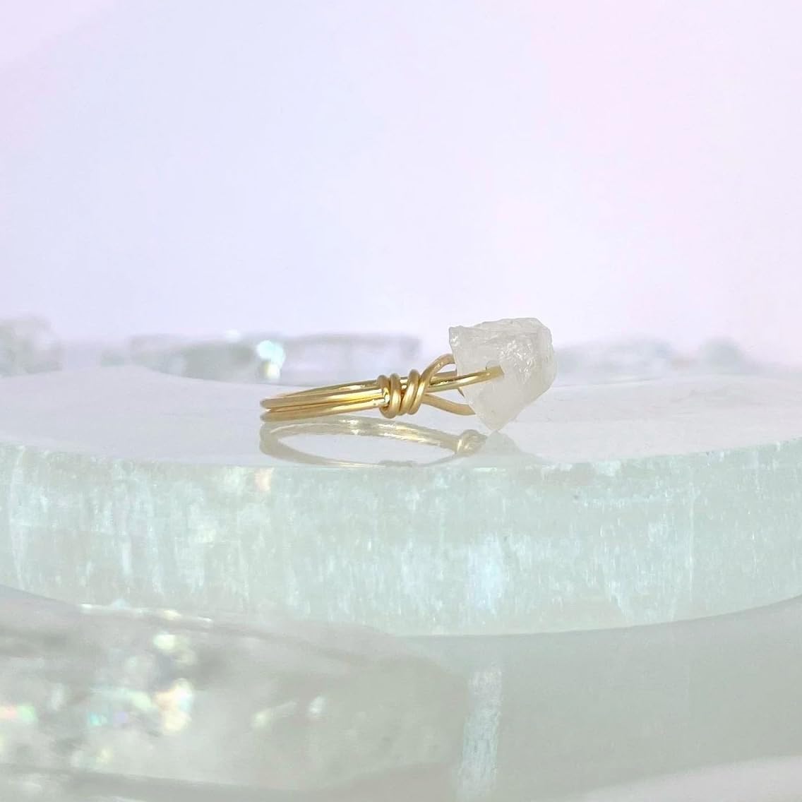 Raw Rose Quartz Gemstone Ring - Healing Crystal Nugget Ring in Sterling Silver, 14K Gold-Filled & Rose Gold-Filled Options - Handmade Wire Wrapped Jewelry with Custom Sizing - Perfect for Meditation, Energy Healing & Spiritual Gifts