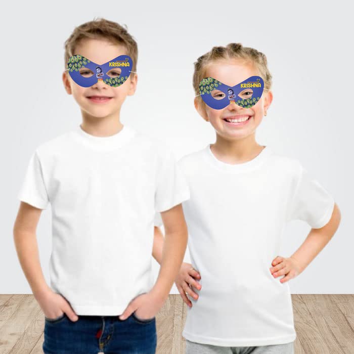 Little Krishna Themed Birthday Eye Mask - Personalized with Baby Name for Kids' Party Decorations | Perfect for Krishna Janmashtami, Birthday Celebrations & Themed Events