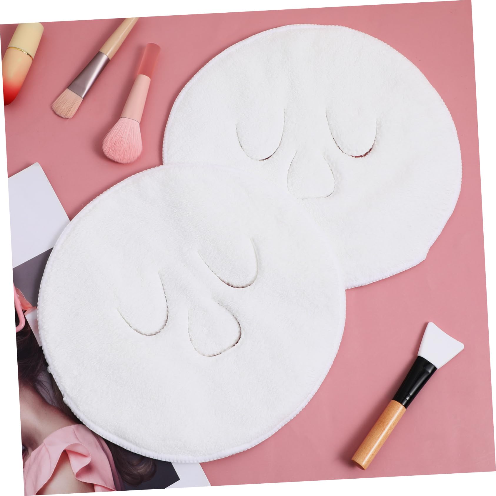 2Pcs Reusable Face Towel Masks - Soft White Facial Towel Set for Skincare & Hot Compress