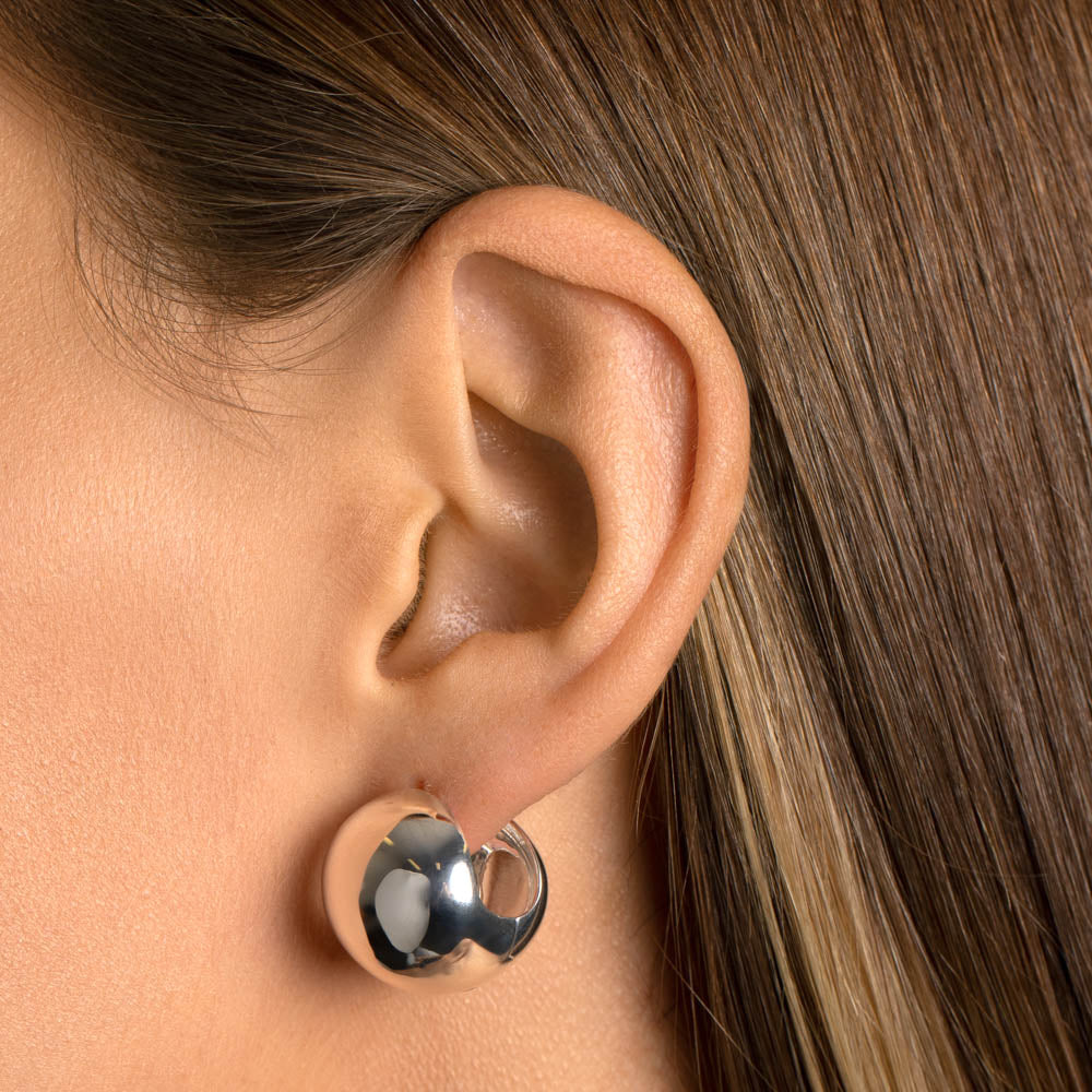 Chunky Ball Huggie Earrings - Sterling Silver Hoop Earrings for Women | Perfect for Everyday Wear, Parties & Gifts