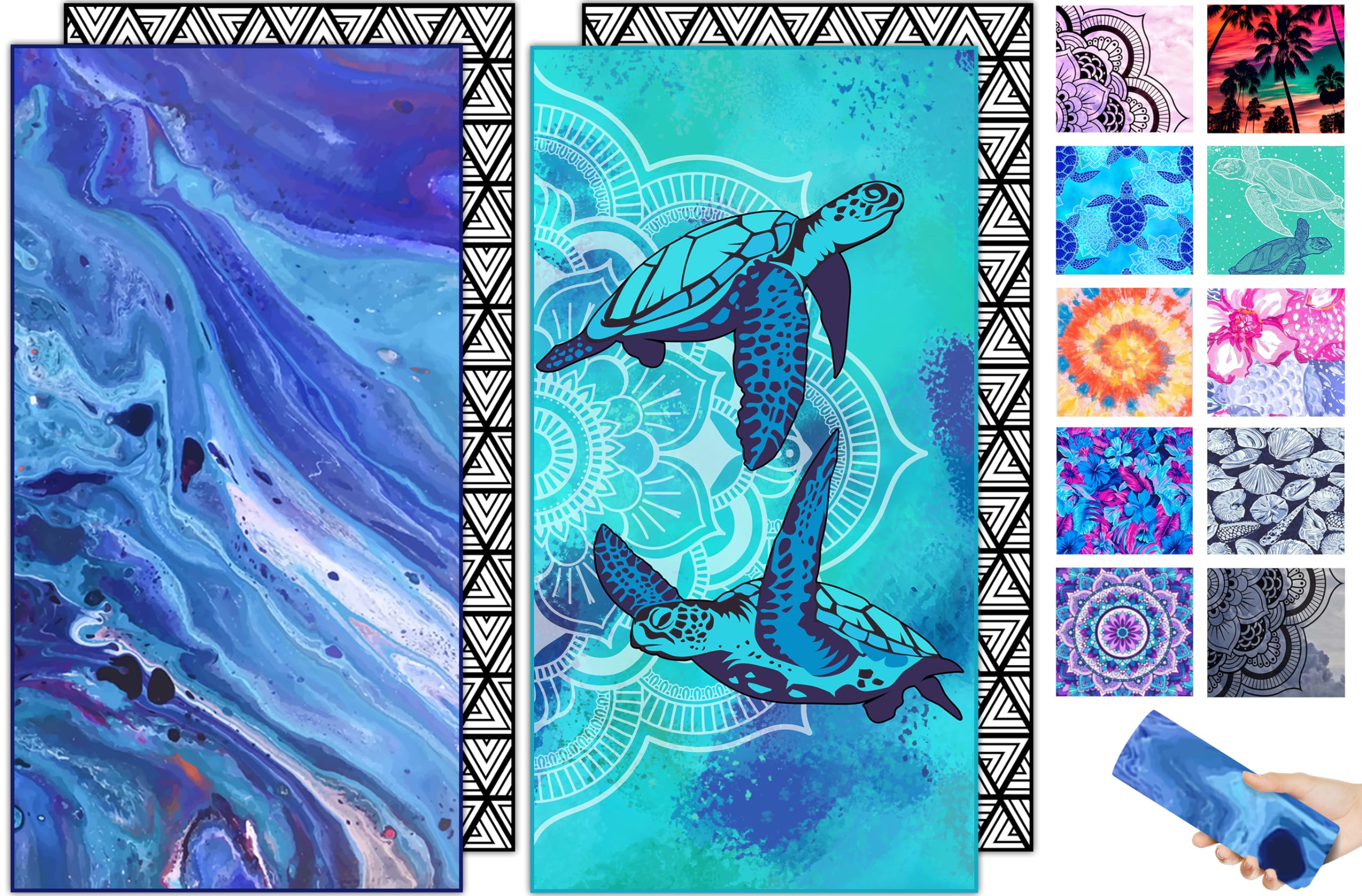 Premium Microfiber Quick Dry Beach Towel - Extra Large Lightweight Sand-Free Towel for Swimming, Yoga, Camping & Travel | Compact Sandproof Design Perfect for Pool, Beach, Cruise & Summer Activities | Star River Turtle Pattern Gift Idea