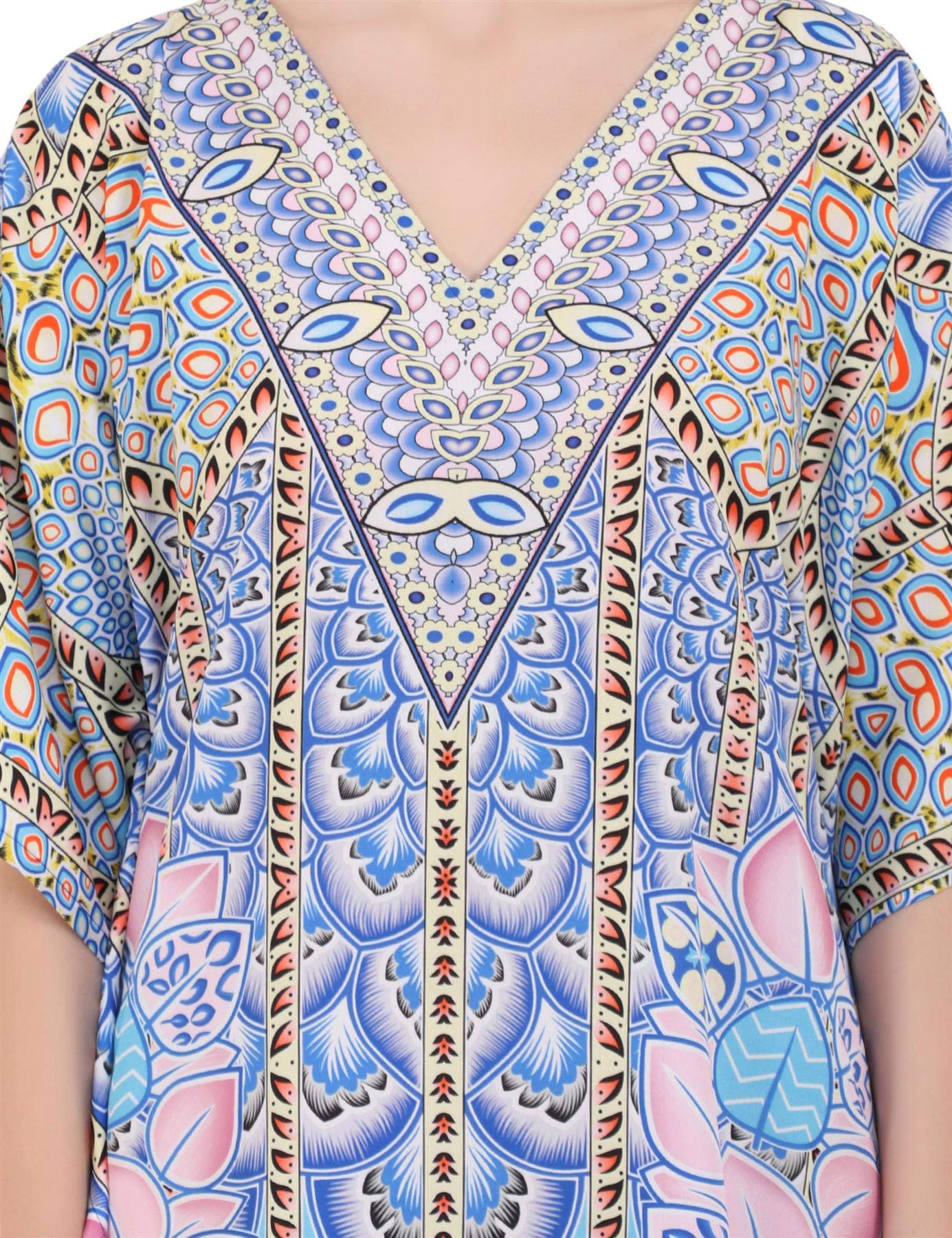 Miss Lavish London Women's Kaftan Tunic Kimono Maxi Dress - Flowy Summer Beach Cover Up Dress for Women Plus Size 0X-5X | Perfect for Vacations, Pool Parties & Boho Fashion