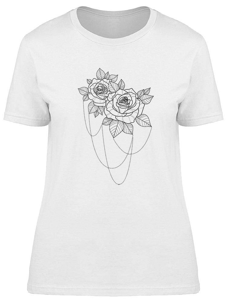 Linear Hand Drawing Roses T-Shirt for Women - Casual Fashion Tee for Summer Outfits, Streetwear & Everyday Wear