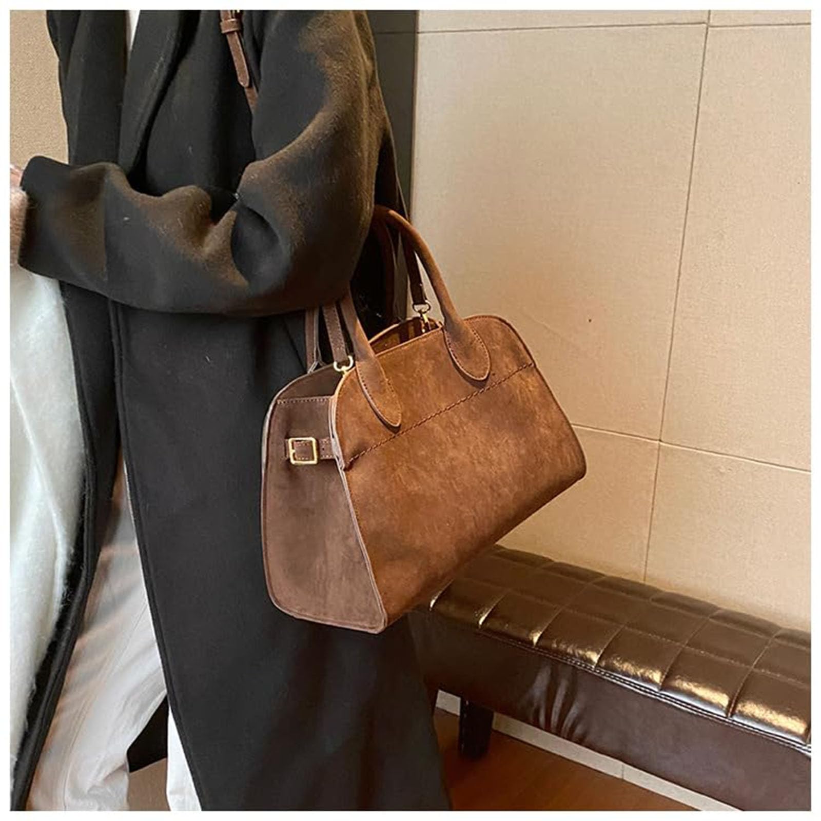 Modavo Suede Tote Bag for Women - Stylish Parisian Stroll Handbag