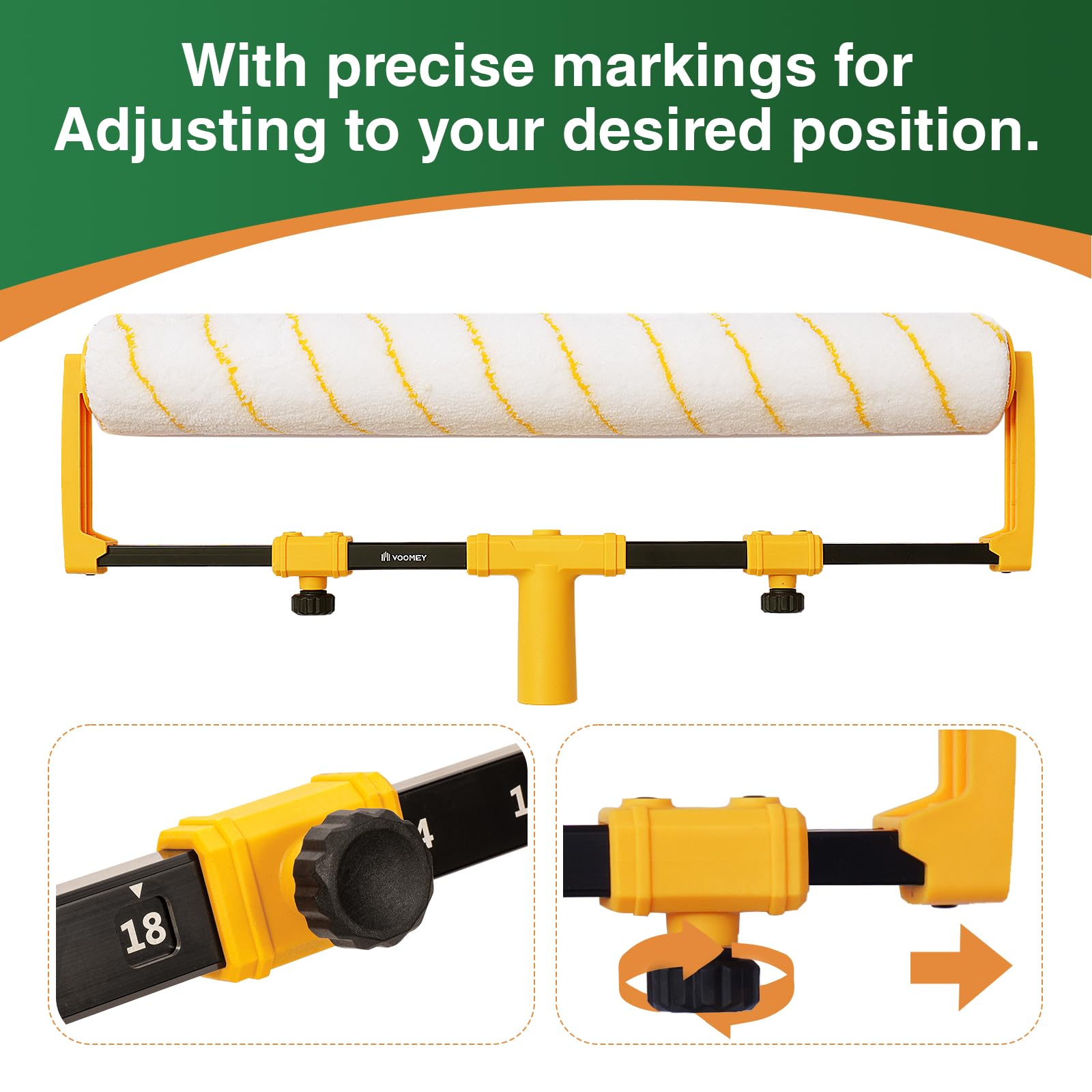 Voomey 18 Inch Paint Roller Kit - 9 Piece Professional Painting Set with Microfiber Roller, 18