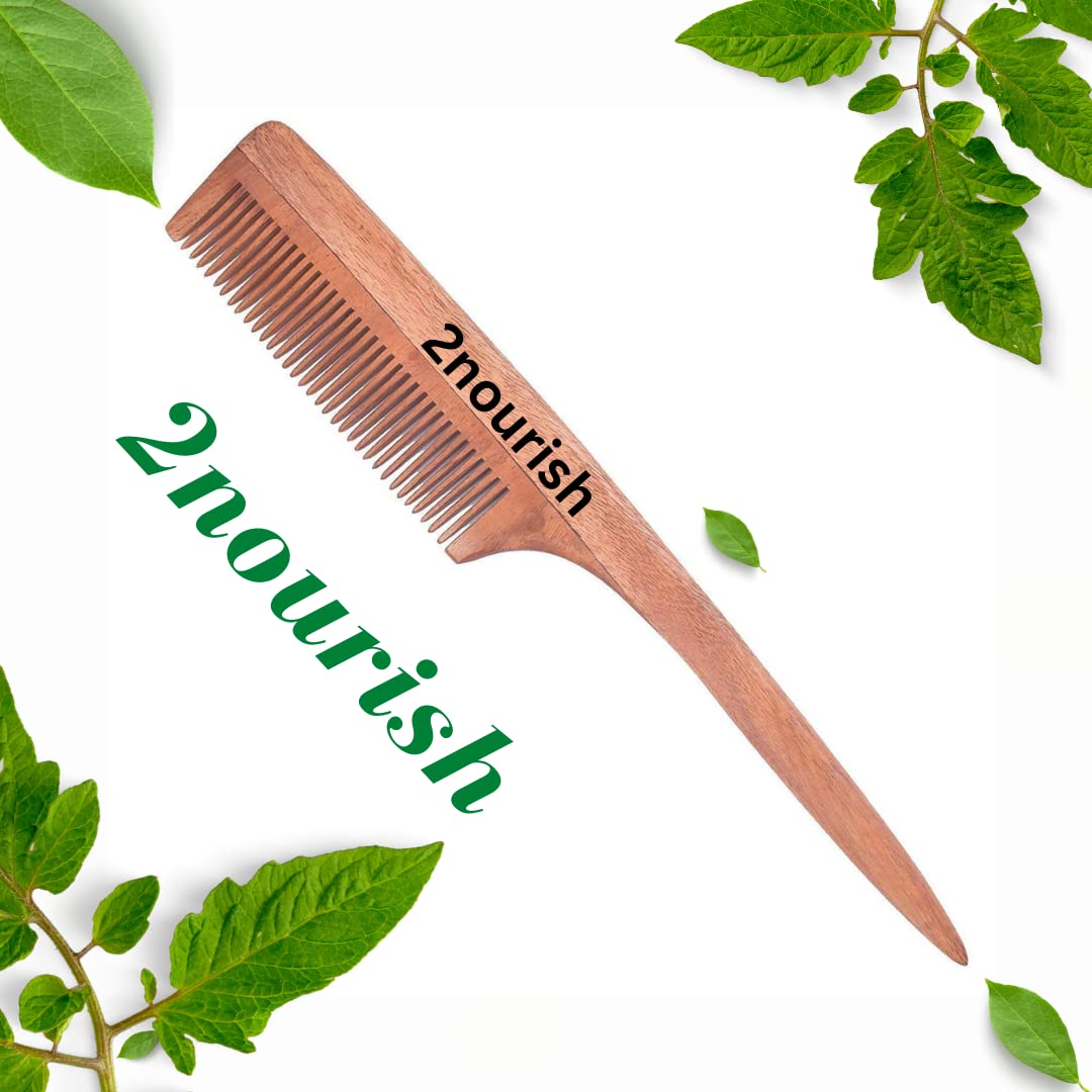Organic Neem Wood Comb for Men & Women - Anti-Static & Scalp Massage Hair Comb - Perfect for Detangling, Styling & Healthy Hair Care at Home or Travel