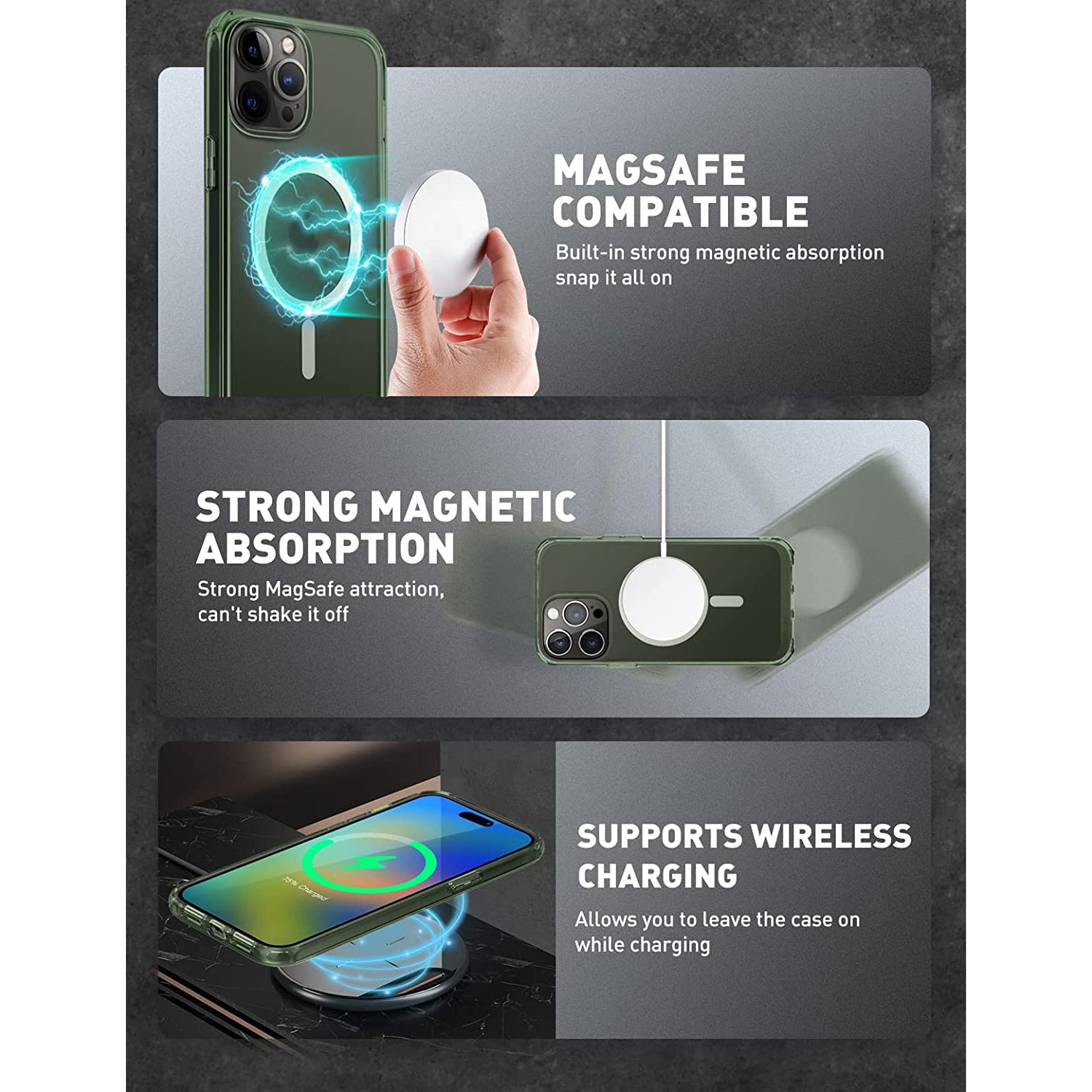 iPhone 14 Pro Max Case 6.7 Inch - Unicorn Beetle MAG Slim Clear Protective Cover with MagSafe Compatible in Green Fog | Perfect for Everyday Use, Travel & Wireless Charging