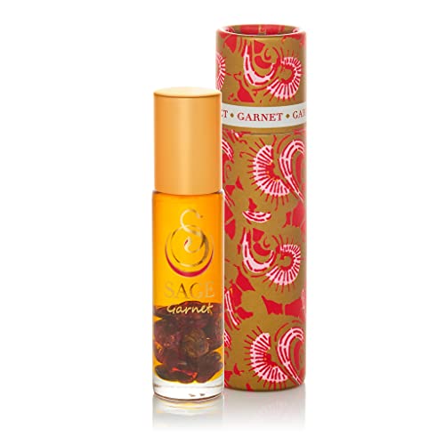 The Sage Lifestyle Garnet Gemstone Roll-On Perfume Oil (1/4 Oz) - Travel Size, Vegan, Natural Fragrance with Gardenia, Moroccan Red Rose, Amber, Vanilla & Egyptian Musk - Perfect for Daily Wear, Date Nights & Special Occasions