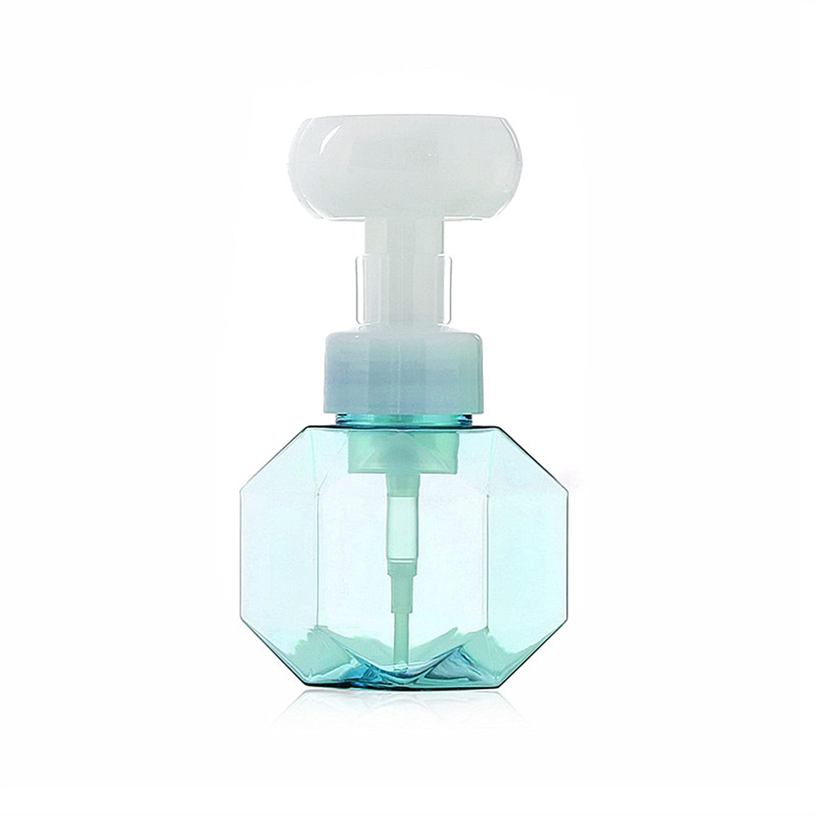 TOMYEUS 300ml Foaming Soap Dispenser - Flower Shape, Clear Plastic Empty Bottle for Liquid Hand Soap, Shower Gel & Bathroom Essentials (Blue) | Perfect for Kitchen, Bathroom Sink & Guest Washroom
