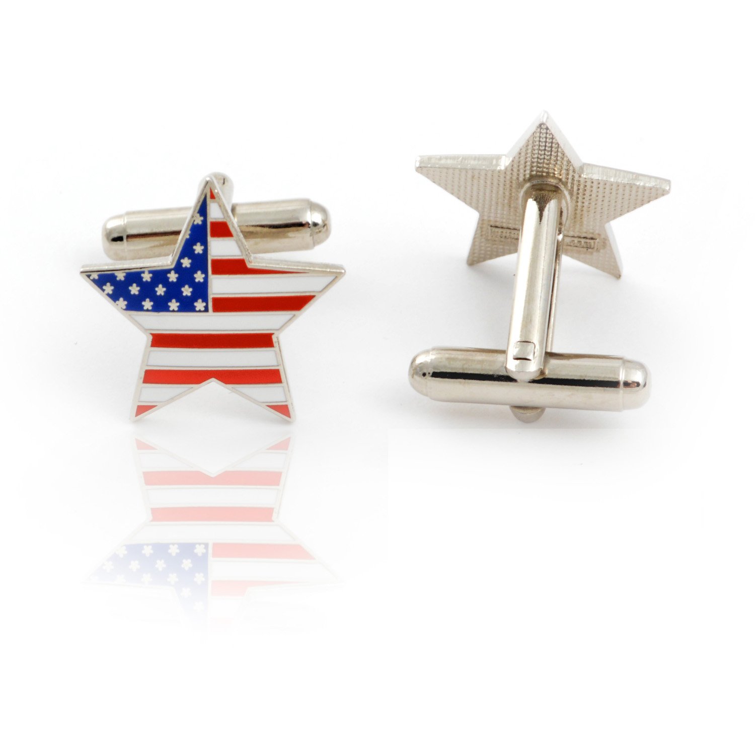 American Flag Star Cufflinks for Men - Patriotic Formal Wear Accessories - Perfect for Weddings, Business Meetings & 4th of July Celebrations