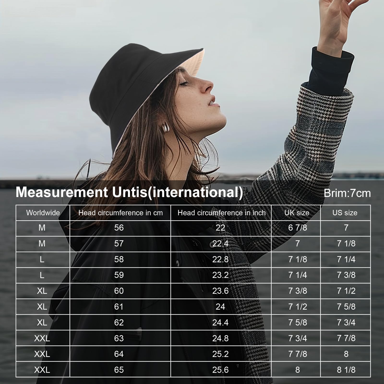 XXL Bucket Hat for Women & Men - Oversized Reversible Cotton Fisherman Hat - Double Sided Summer Sun Hat for Beach, Outdoor & Travel Protection