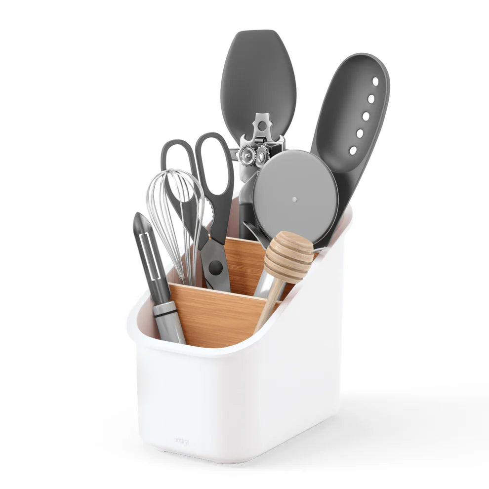 Bellwood Utensil Holder - Stainless Steel Kitchen Organizer for Spoons, Forks & Knives - Perfect for Countertop, Drawer or Pantry Storage - Modern Home & Office Kitchen Accessory