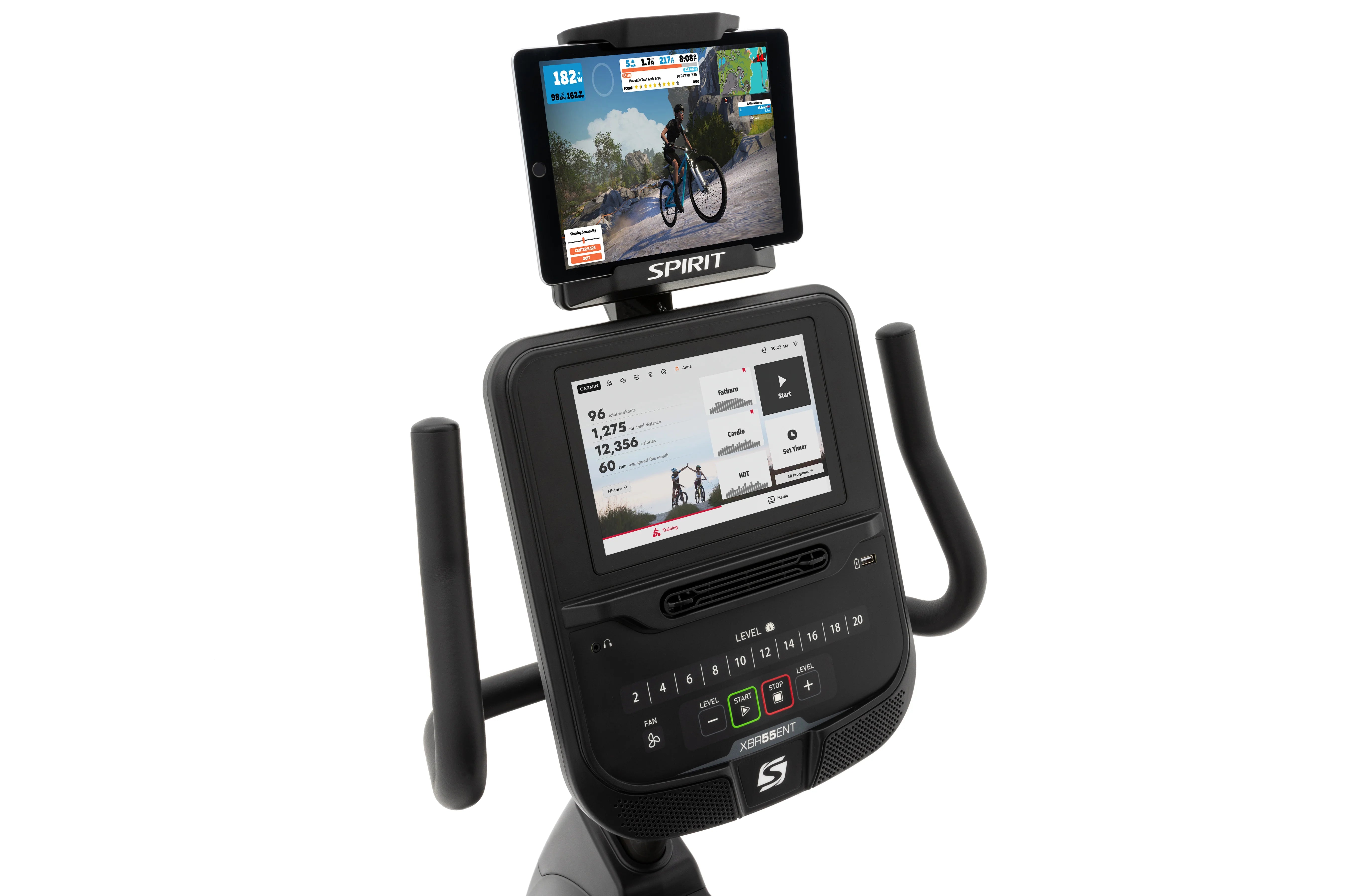 Spirit XBR55ENT Recumbent Exercise Bike with Entertainment Series - Home Gym Equipment for Cardio Workout & Indoor Cycling Training