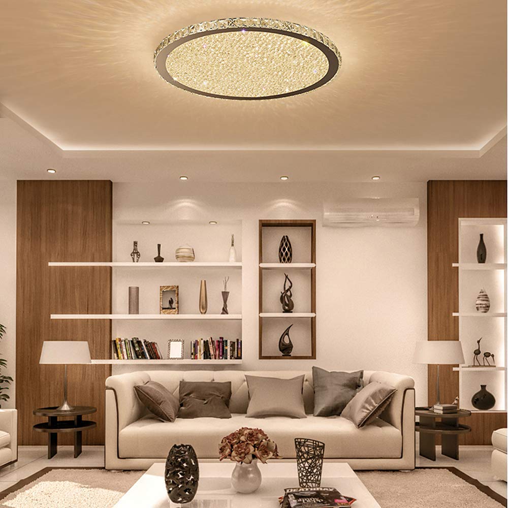 Luxury Modern Crystal Round LED Flush Mount Ceiling Light - 23.5