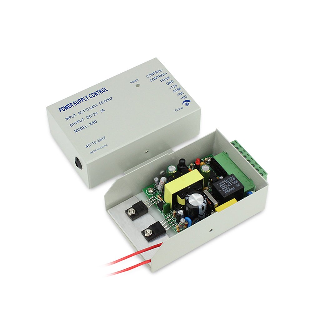 MENGQI-CONTROL Professional Power Supply Unit for Door Access Control System - 110~240V AC Input to 12V/3A DC Output - Ideal for Office Buildings, Smart Homes & Security Systems