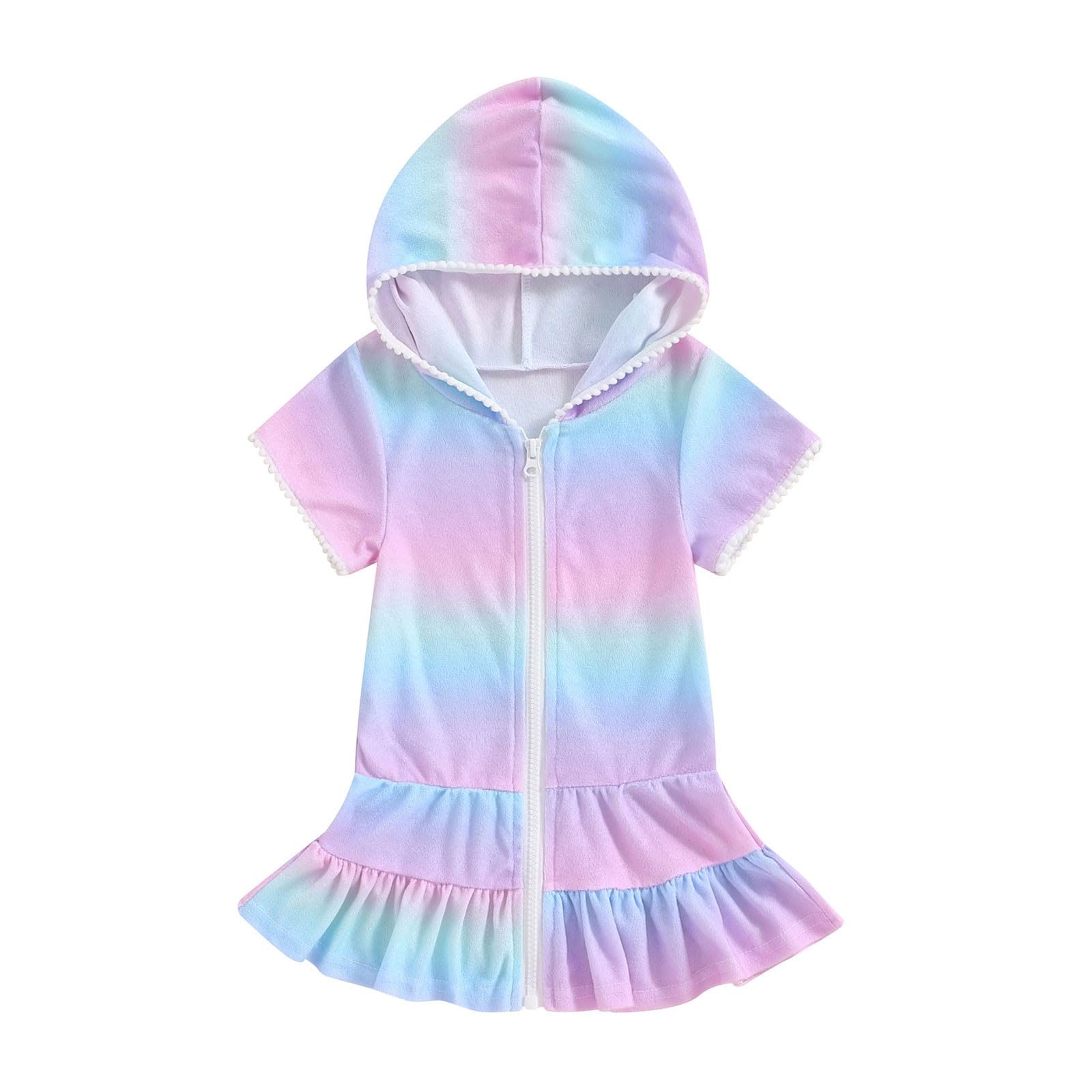**Toddler Girls Swim Cover Up - Terry Cloth Zip-Up Bathing Suit Robe for Pool & Beach - Soft & Quick-Dry Swim Wrap for Kids**    (*Use Case: Perfect for beach trips, poolside lounging, post-swim warmth, and quick changes at water parks.*)