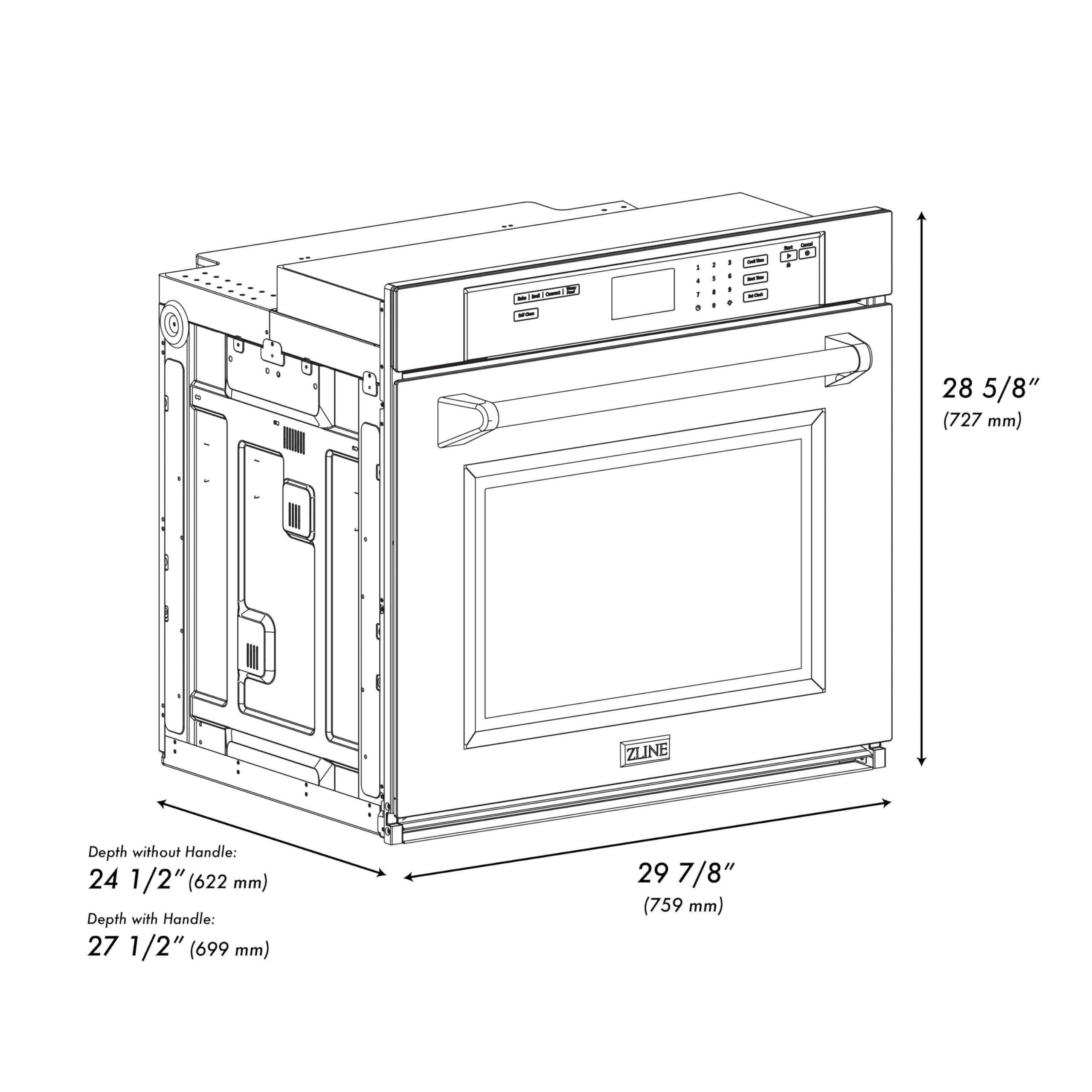 ZLINE 30 Inch Stainless Steel Professional True Convection Single Wall Oven with Air Fry & Self-Clean, White Matte Door - Perfect for Home Chefs & Modern Kitchens (WAS-WM-30)