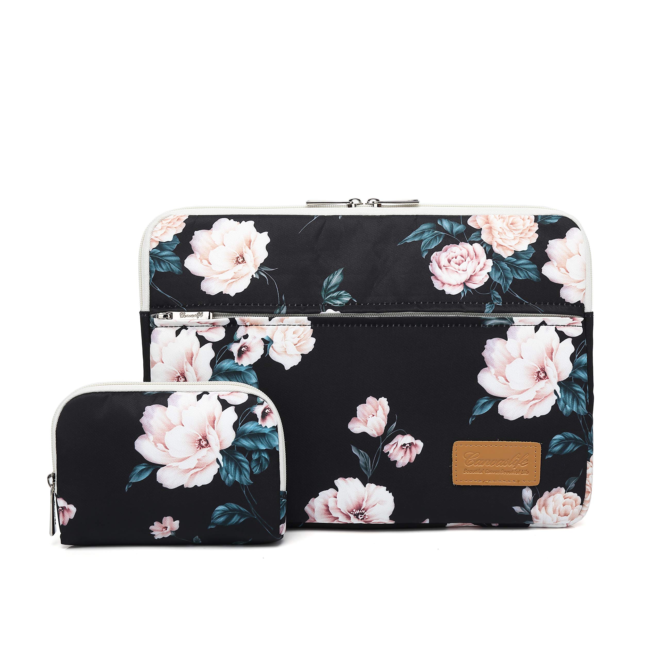360 Degree Protective 13 Inch Laptop Sleeve with Peony Pattern & Pocket - Fits 13-13.3 Inch MacBook Air/Pro, Dell XPS - Perfect for Office, School & Travel Accessories