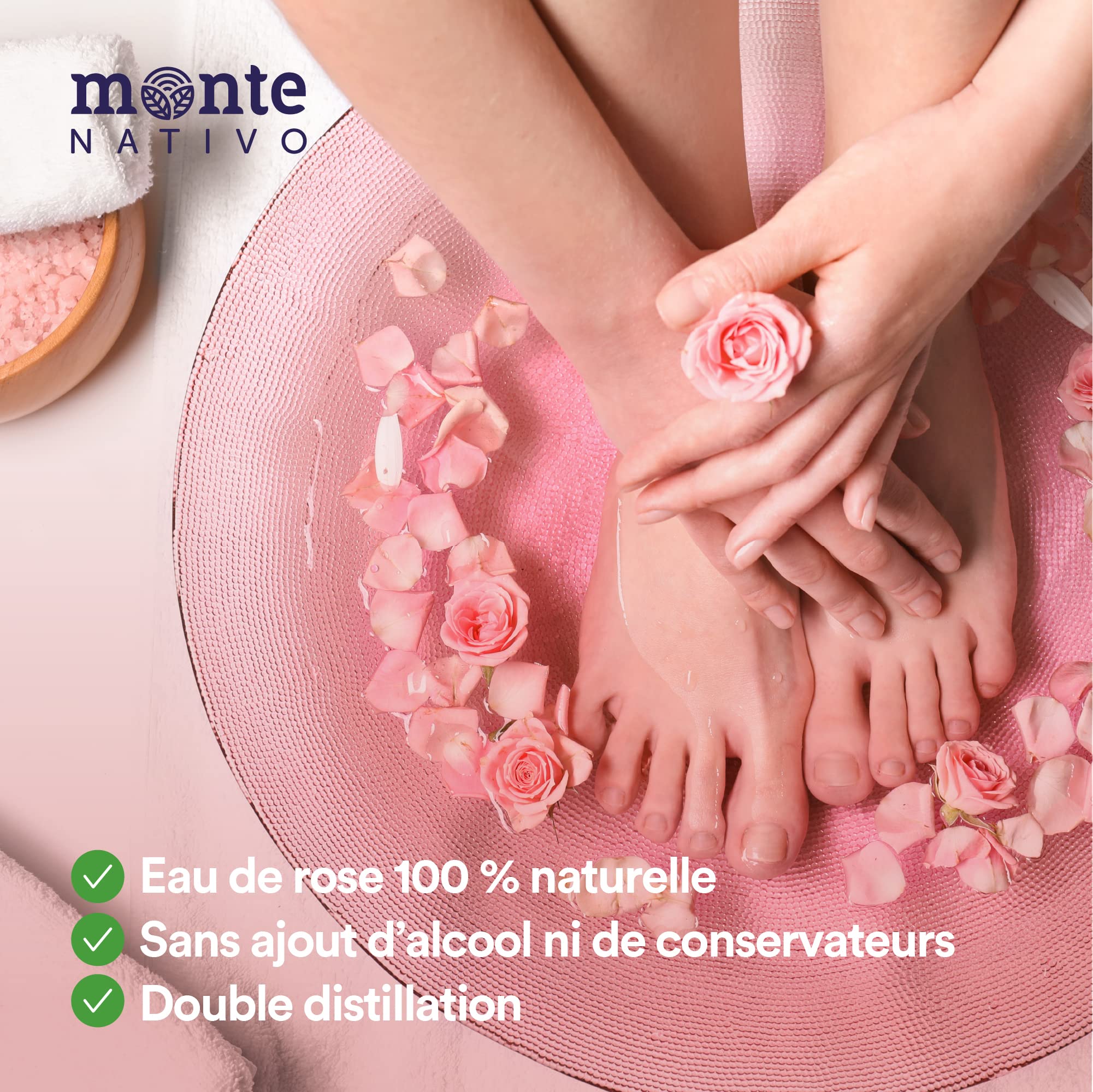 MonteNativo 100% Pure Rose Water - 2x200ml - Natural Rose Hydrosol, Triple Purified, Toning Facial Mist for Glowing Skin | Hydrating, Soothing & Refreshing for Daily Skincare, Makeup Setting & Aromatherapy