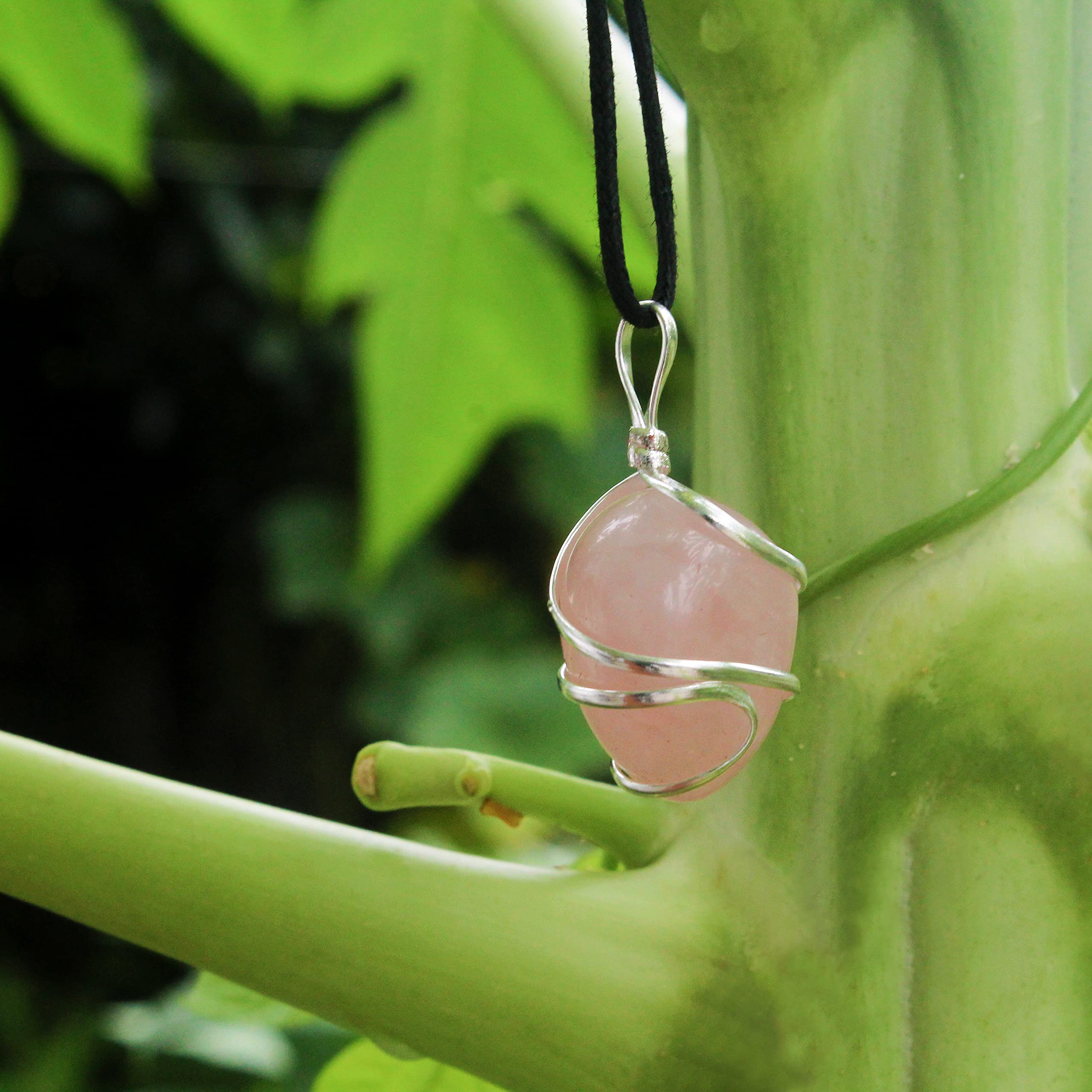 Handmade Rose Quartz Tumbled Necklace for Women - Ethically Sourced Pink Crystal Jewelry for Emotional Healing, Spiritual Balance & Positive Energy | Perfect for Meditation, Yoga, Gift Giving & Everyday Wear