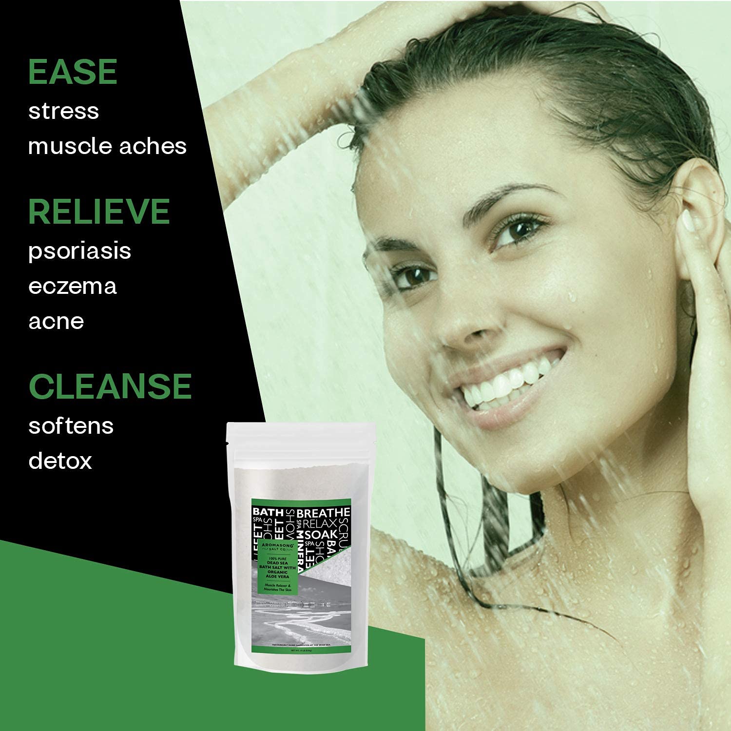 100% Pure & Natural Dead Sea Salt with Organic Aloe Vera - 19 Lbs Fine Grain Bulk Spa Bath Salts for Relaxation | Resealable Pack for Body Wash, Scrub & Muscle Soak | Perfect for Men & Women with Tired Muscles & Skin Issues | Ideal for Home Spa, Stress Relief & Skin Therapy