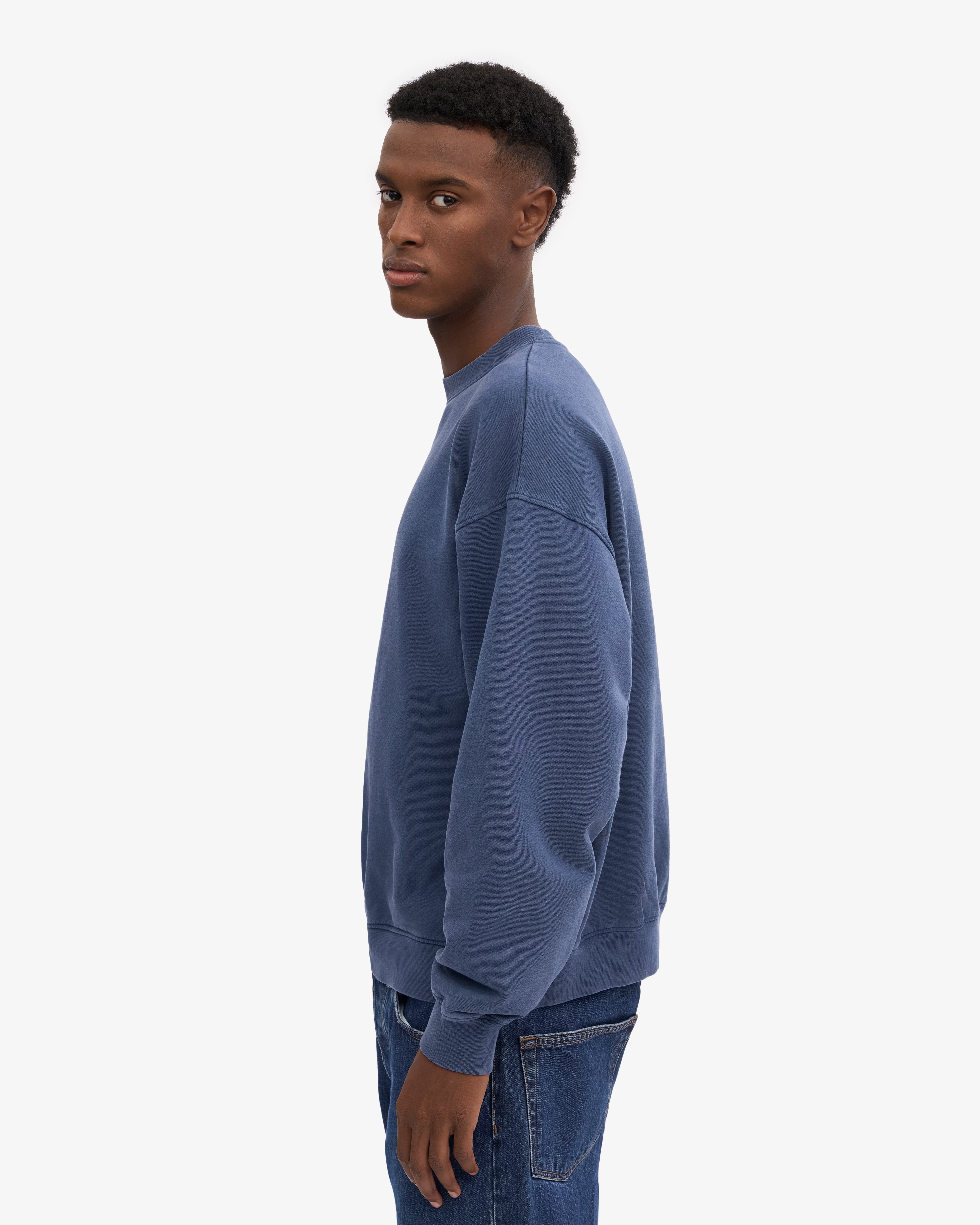 Organic Oversized Crewneck Sweatshirt for Women - Soft & Comfortable Neptune Blue Pullover - Perfect for Casual Wear, Lounge & Outdoor Activities