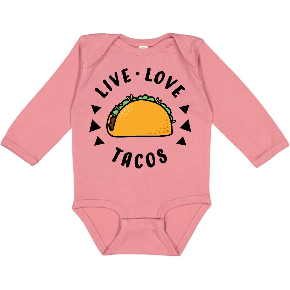 Inktastic Live Love Tacos Long Sleeve Baby Bodysuit - Cute Mexican Food Themed Outfit for Infants & Newborns - Perfect for Taco Tuesday, Family Photos & Themed Parties