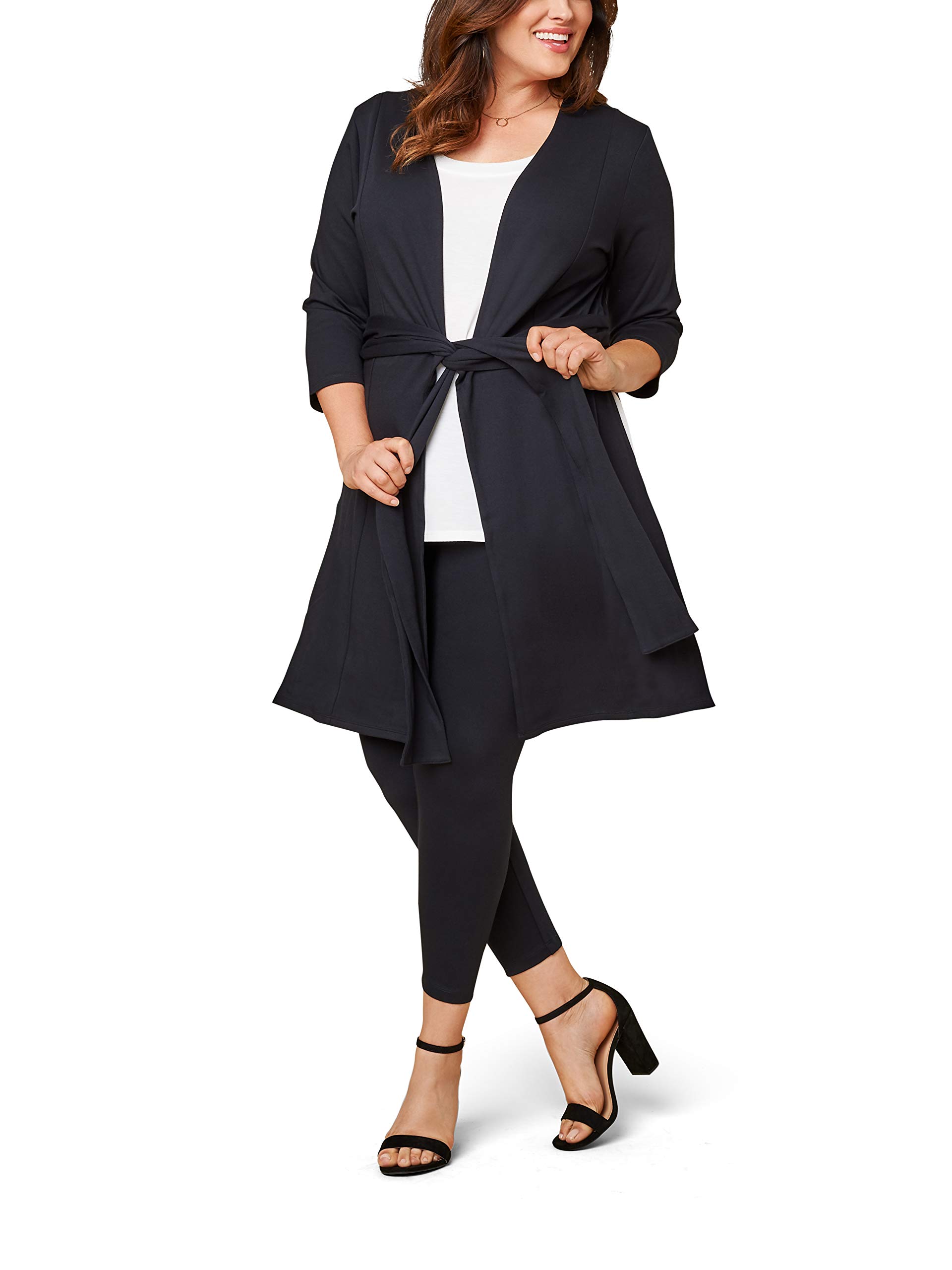 Fruit of the Loom Women's Plus Size Open Front Long Cardigan Sweater | Soft Ponte Knit | Comfortable Lounge Wear for Home, Office & Casual Outings