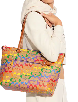 Coach Gallery Tote Bag in Signature Rainbow Canvas - Stylish Women's Handbag for Work, Travel & Everyday Use