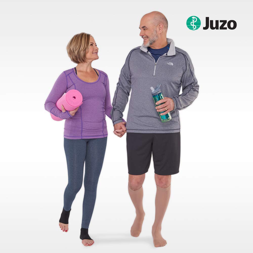 Juzo Dynamic Varin Closed Toe Compression Thigh High Stockings with Silicone Top Band - 20-30 mmHg Medical Grade for Men & Women - 2-Way Stretch Fabric for Circulation & Swelling Relief - Made in USA (Black, Short) - Ideal for Lymphedema, Varicose Veins & Post-Surgery Recovery