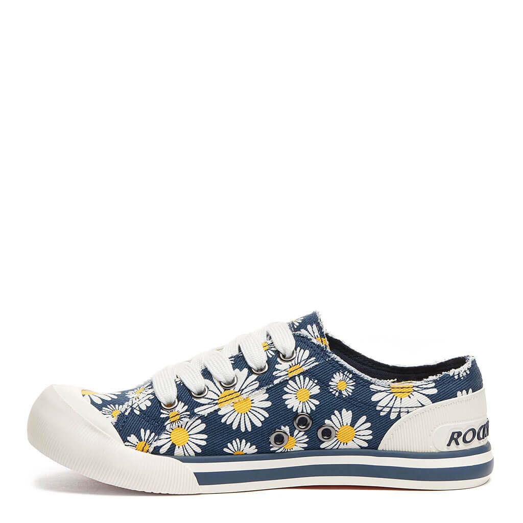 Jazzin Navy Daisy Sneakers - Women's Casual Comfortable Slip-On Shoes for Walking, Running & Everyday Wear - Perfect for Work, Travel & Outdoor Activities