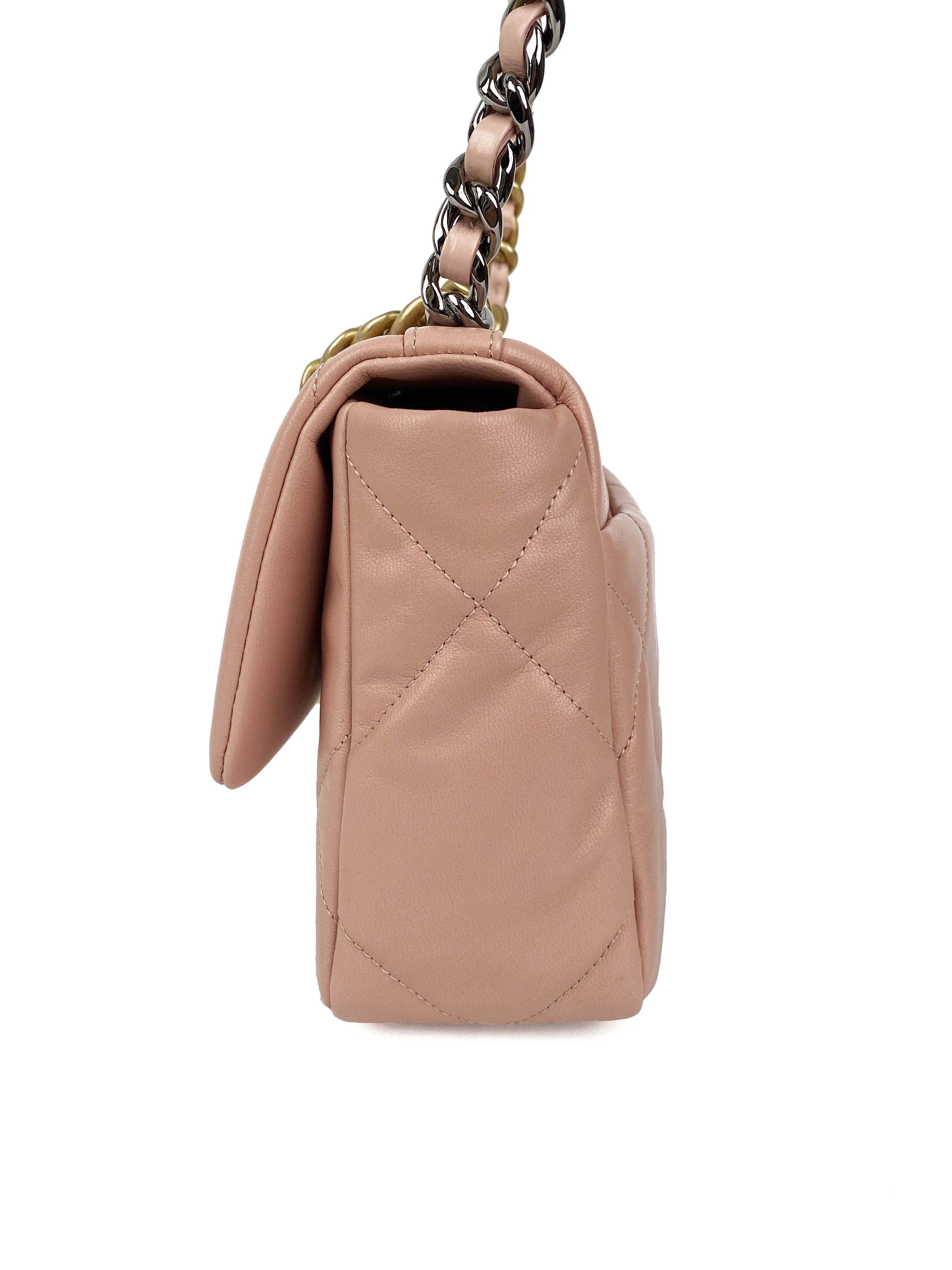Chanel Blush Pink Small C19 Bag - Luxury Quilted Leather Crossbody Handbag for Women | Perfect for Date Night, Parties & Special Occasions