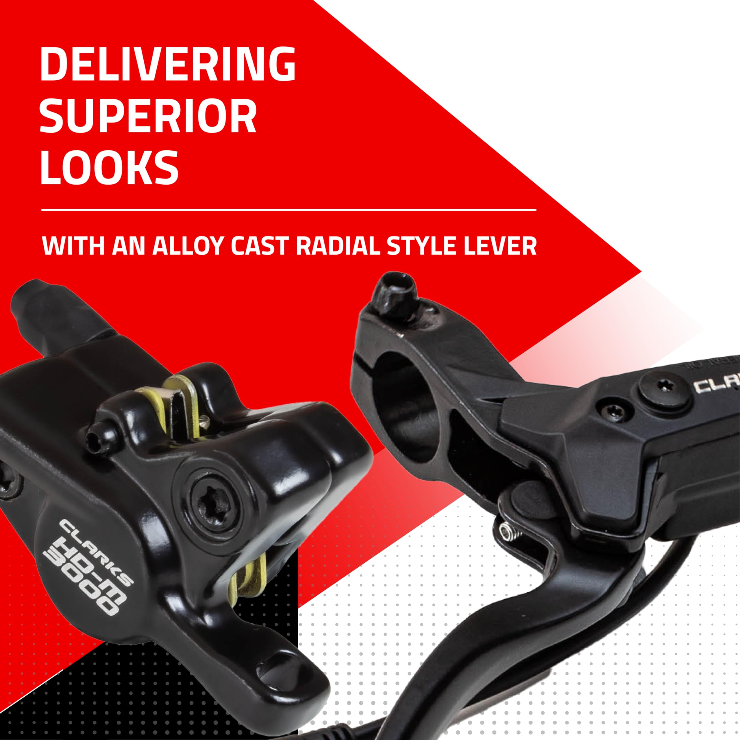 Clarks Hydraulic Disc Brake Set - Premium Mountain Bike Braking System for MTB, Road & E-Bikes | Smooth Stopping Power for Trail Riding & Commuting