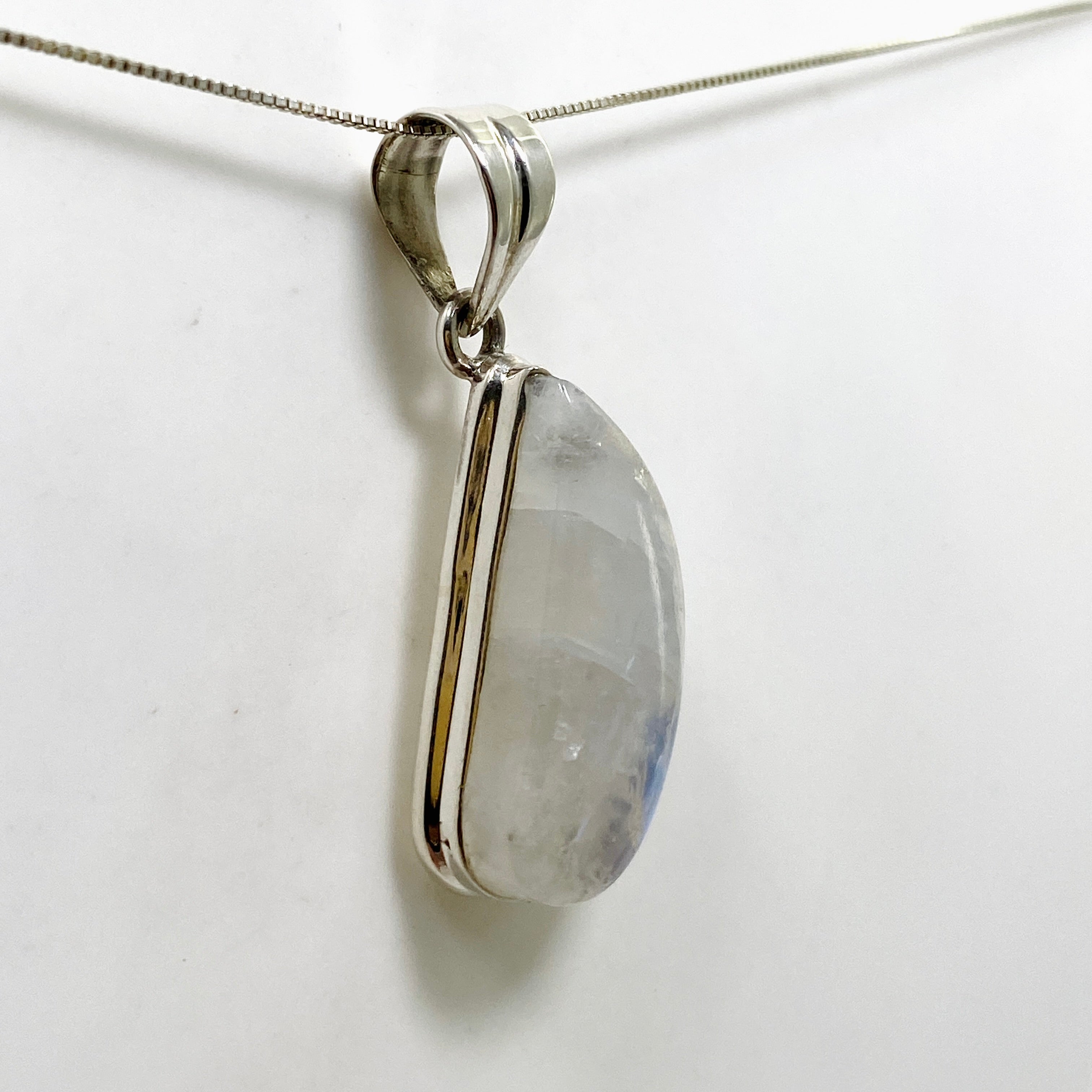 Natural Moonstone Freeform Cabochon Pendant Necklace - Handmade Silver Jewelry for Women - Perfect for Boho Style, Meditation & Spiritual Healing