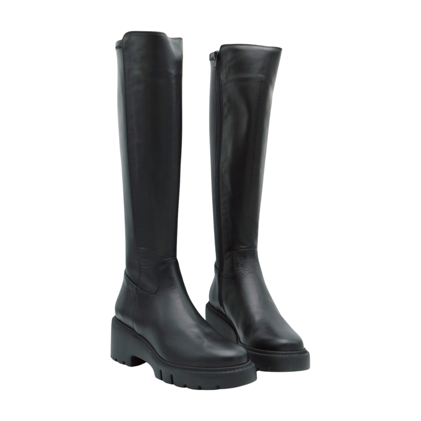 Unisa JACE Black Leather Knee High Boots for Women - Stylish & Comfortable Winter Fashion Boots for Casual Outfits, Office Wear & Night Out