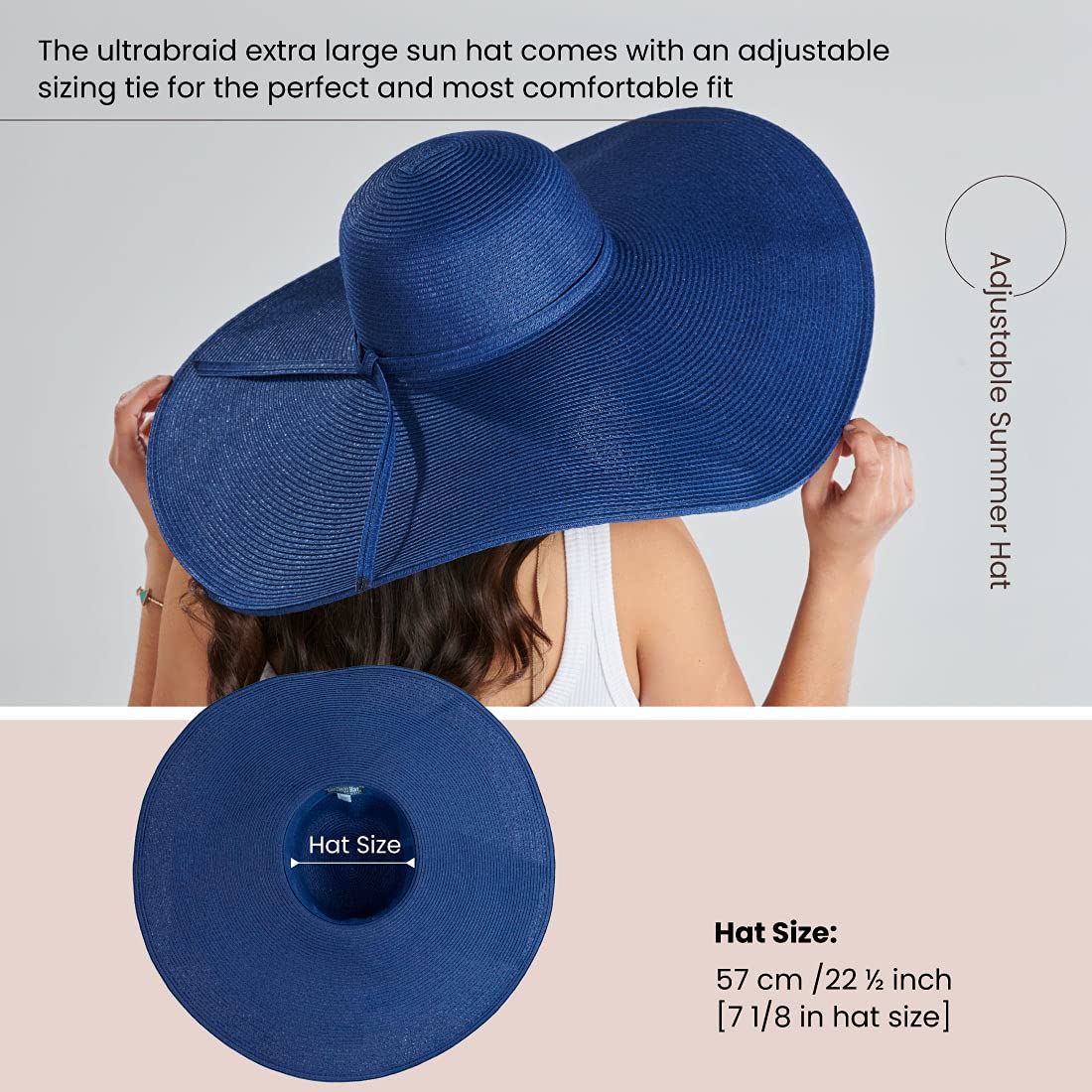 San Diego Hat Company Women's UPF 50+ Ultrabraid Sun Hat - Adjustable Wide Brim Beach Hat for Women, Perfect for Outdoor Activities, Vacations & Summer Protection