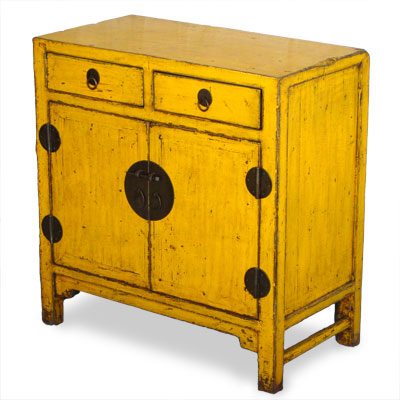 Unique Bright Yellow Chinese Cabinet - Vintage Home Decor for Living Room, Bedroom & Office - Limited Clearance Sale