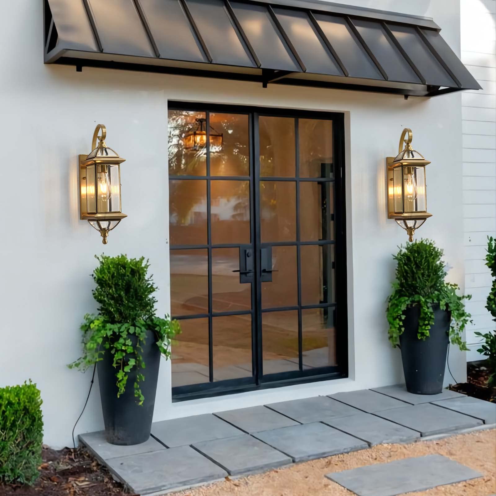 Milaii 18.5 Inch Outdoor Wall Light - Waterproof Clear Glass Exterior Light Fixture in Oil Rubbed Brass Finish - Perfect for Patio, Garage, Front Porch, Garden & Entryway Lighting (Bulb Not Included) - Durable Weatherproof Design for Year-Round Use