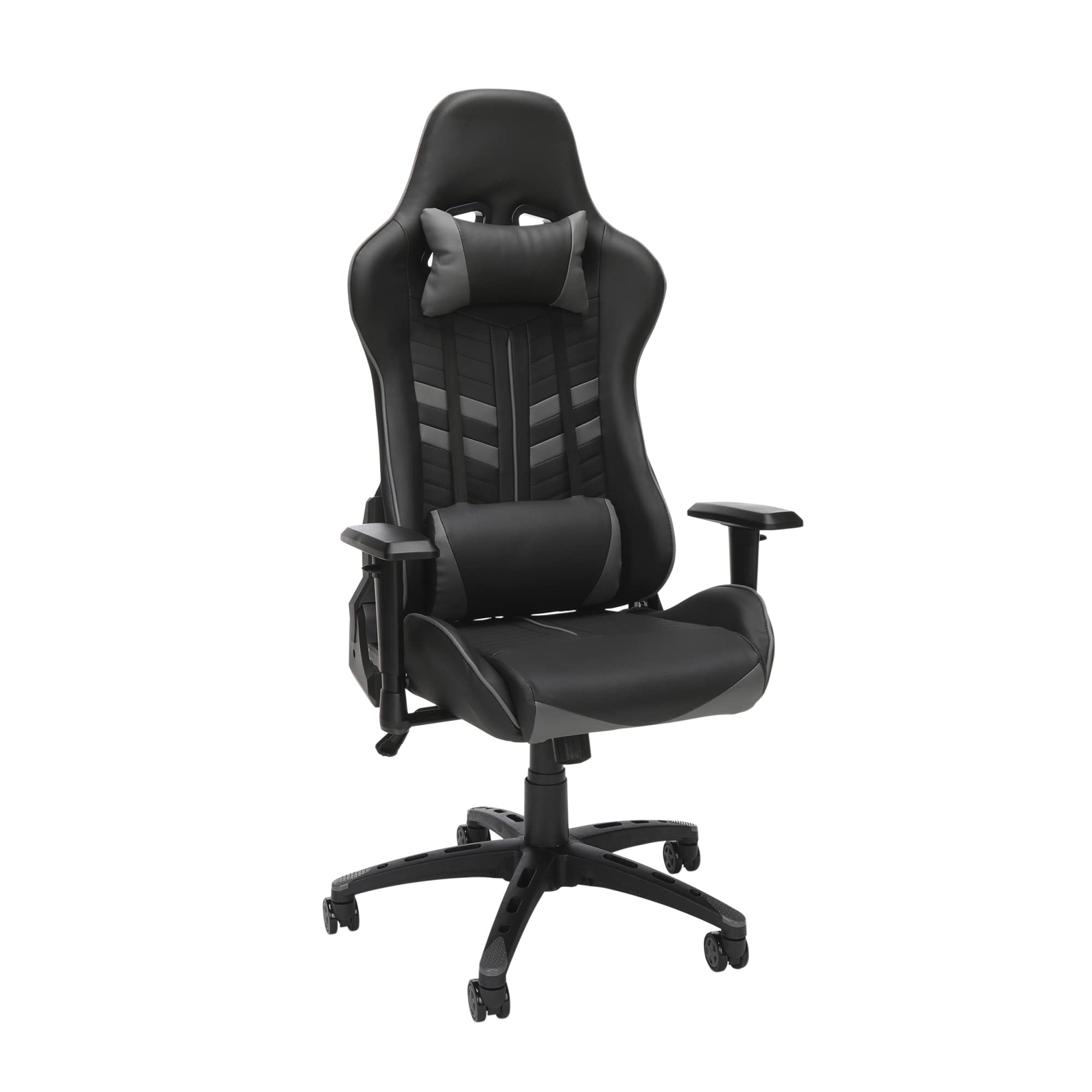Ergode Racing Style Gaming Chair - High Back Ergonomic Office Chair with Adjustable Lumbar Support & Headrest, Gray (ESS-6065-GRY) - Perfect for PC Gaming, Streaming & Home Office Work