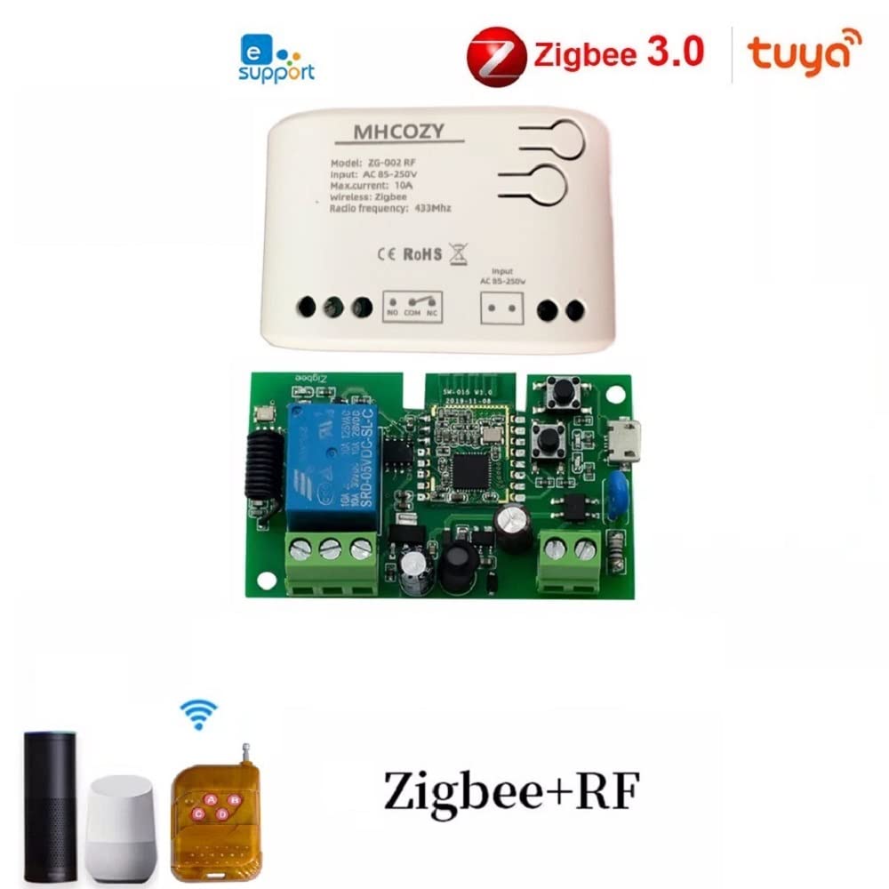 Smart Home Dry Contact Zigbee Relay Switch - 1CH 220V Remote Control Switch for Lights & Garage Doors, Works with Alexa & Google Home (Zigbee Hub Required) | Perfect for Home Automation & Smart Lighting Control