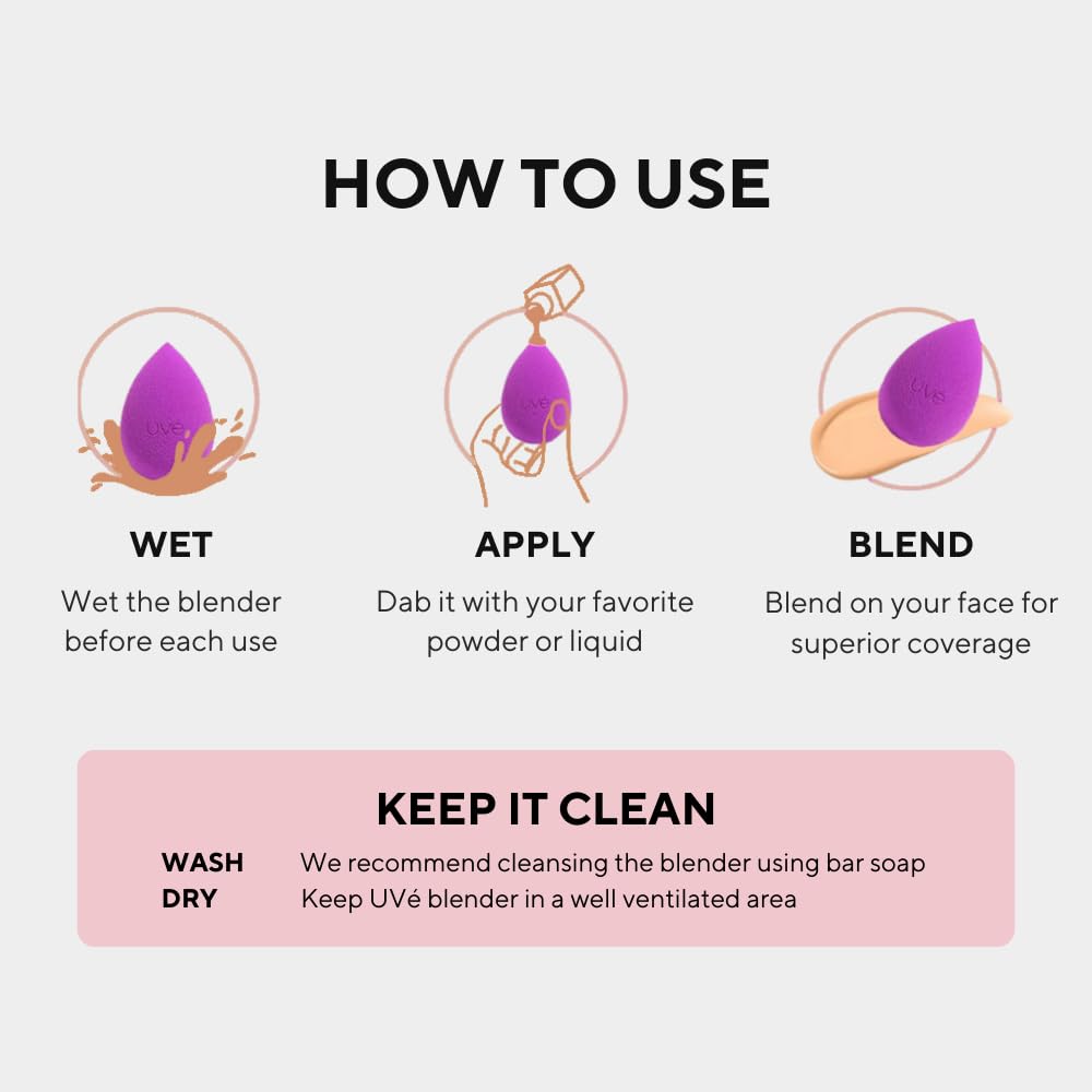 Helio Vegan & Cruelty-Free Makeup Sponge - Professional Beauty Blender for Foundation, Powder & Cream - Perfect for Flawless Blending & Gentle Face Cleansing - Ideal for Daily Makeup Application & Skincare Routine