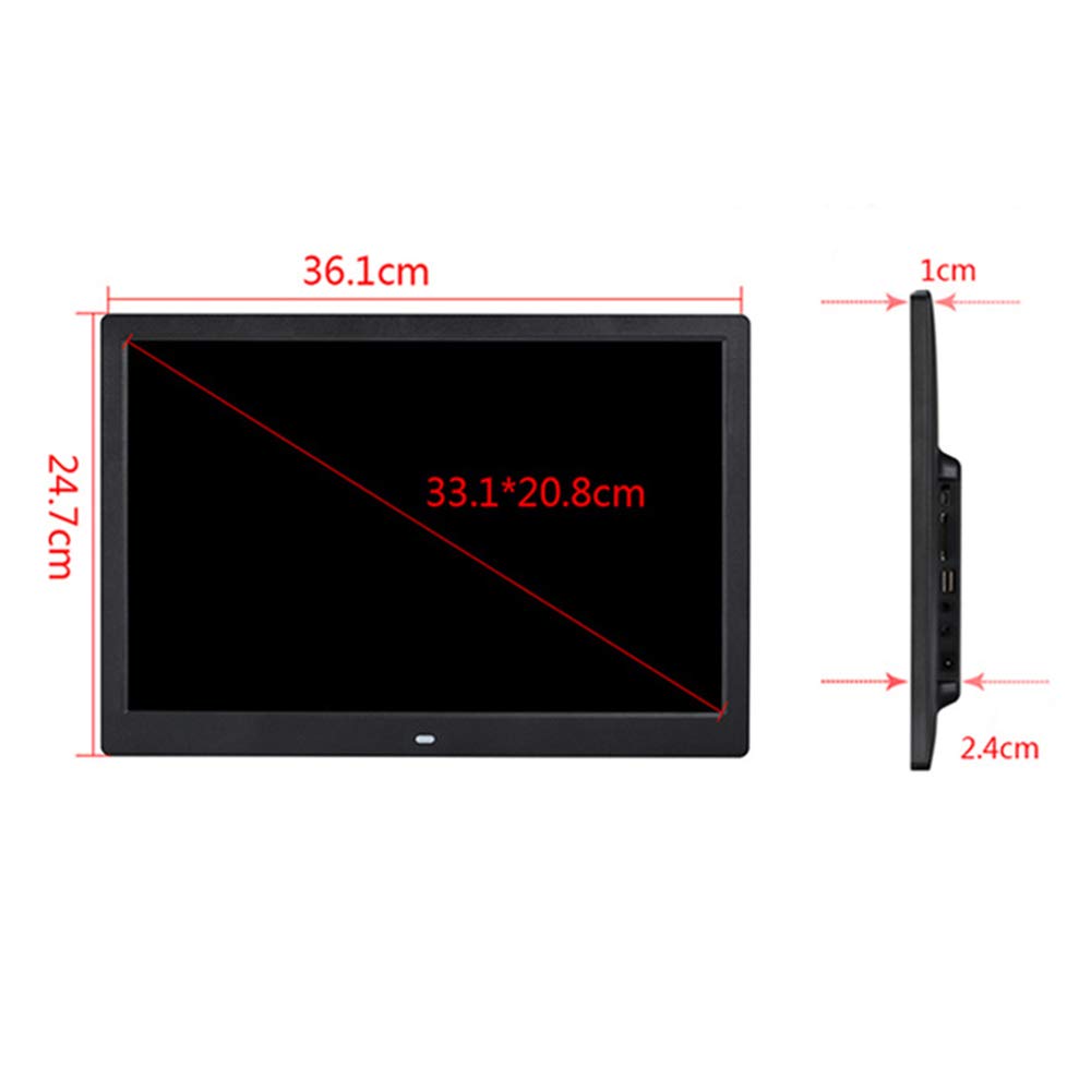 15.4 Inch Digital Photo Frame with Motion Sensor - Smart Electronic Picture Album, 1.5m Detection Range, Adjustable Playback Timer (Black) - Perfect for Home, Office & Retail Advertising Displays