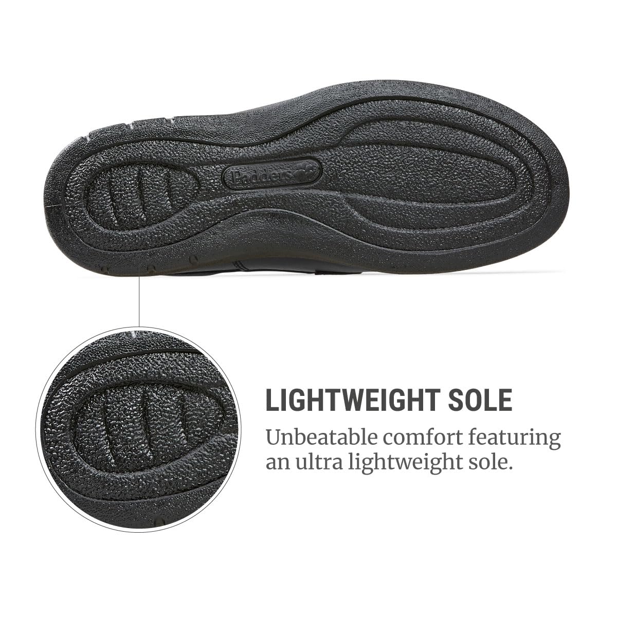Men's Solar Black Casual Shoes by Padders 635-10 - Lightweight & Comfortable for Walking, Travel, and Everyday Wear