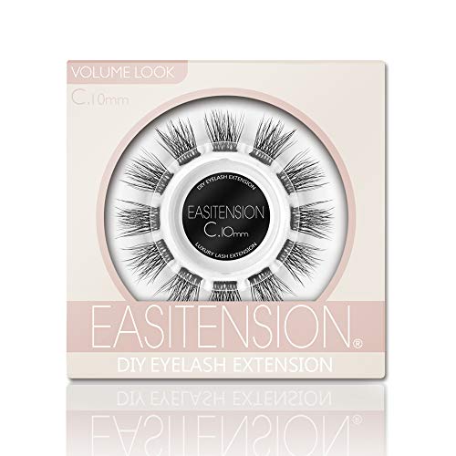 3D Effect DIY Eyelash Extension Kit - 12 Clusters Volume Lashes Set with Glue (10MM, C Curl) for Natural Looking False Eyelashes | Perfect for Home Use, Salon Professionals & Special Occasions